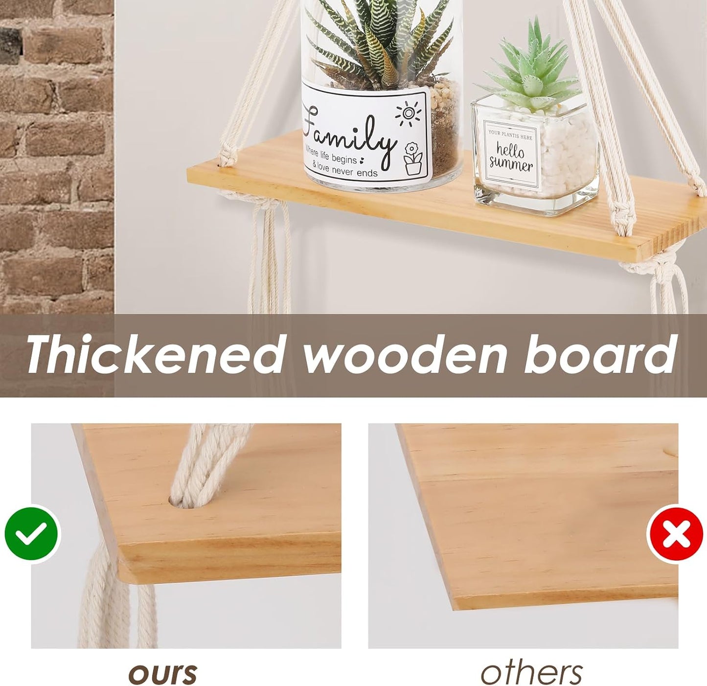Boho Wooden Display Floating Shelves / Nature / Set of 2