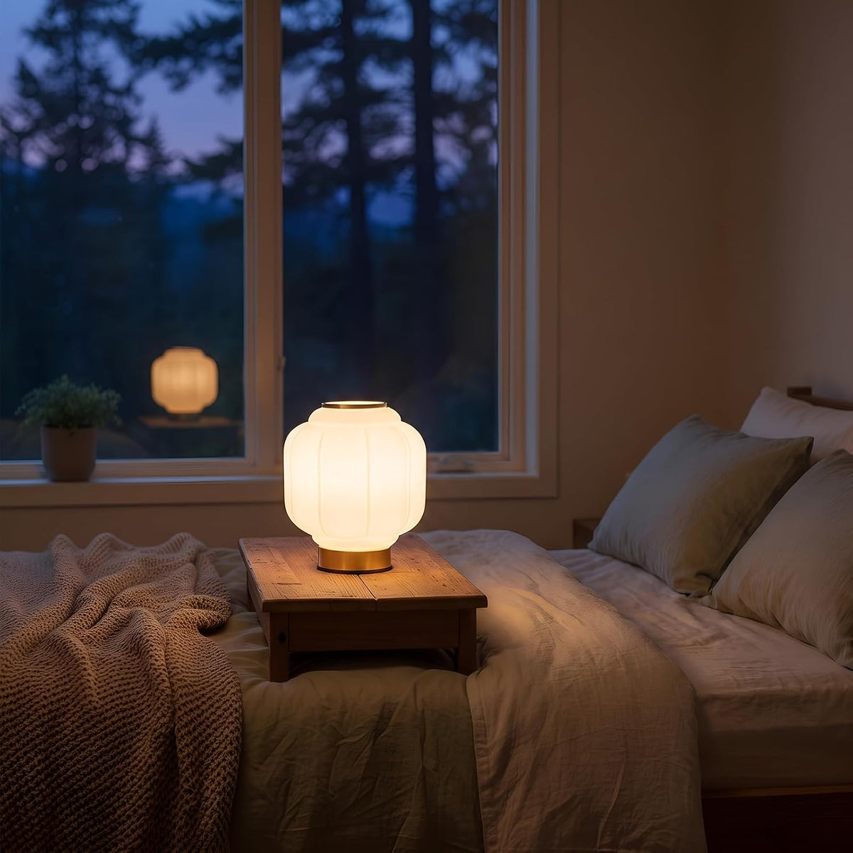 Mushroom Lamp, Cordless Rechargeable Table Lamp for Bedroom & Nightstand, 4W Dimmable Bedside Light, Small Mid Century