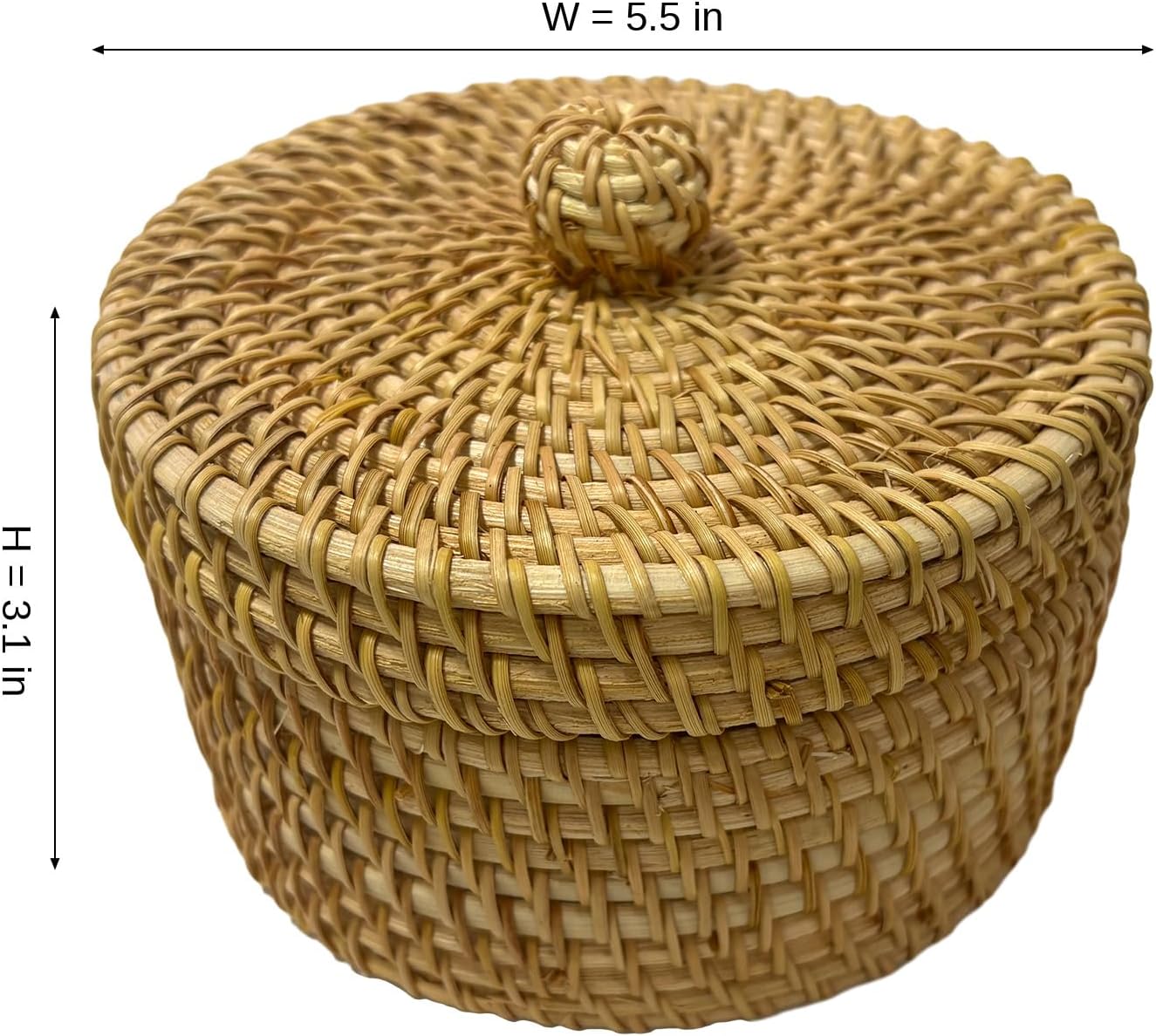 Woven Basket / Small Dustproof Wicker Organizer / 5.5 x 3.1
