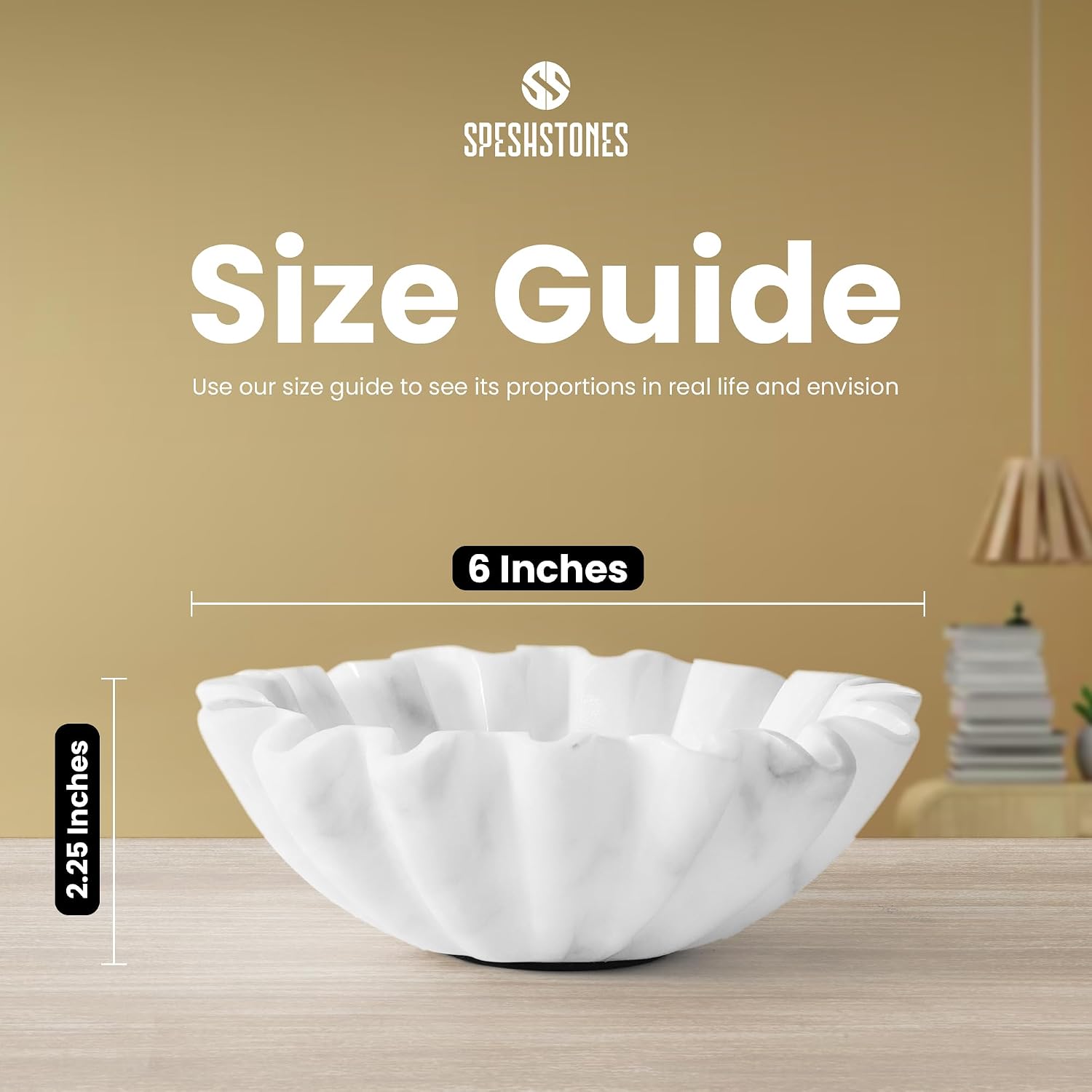 Marble Scalloped Bowl Handmade Ruffle Bowl / White / 6 Inches