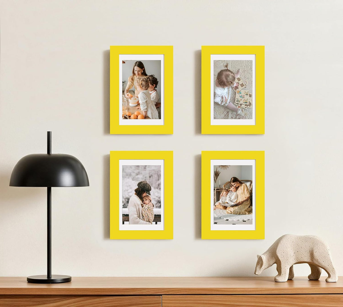 eletecpro 4x6 Picture Frames, Acrylic Cover, Yellow, Set of 10 | Display Photo 3.5x5 with Mat or 4x6 without