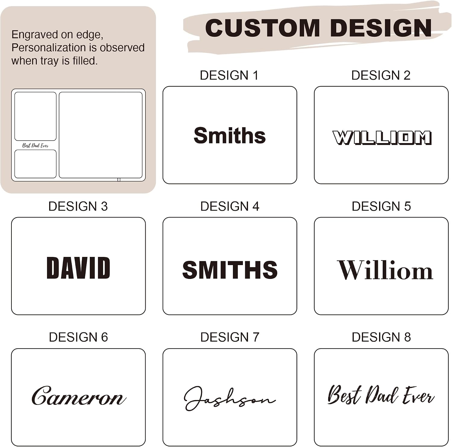 Personalized Walnut Valet Tray – Custom Engraved Wooden Nightstand Organizer, Personalized Gift for Dad Mom Men Women