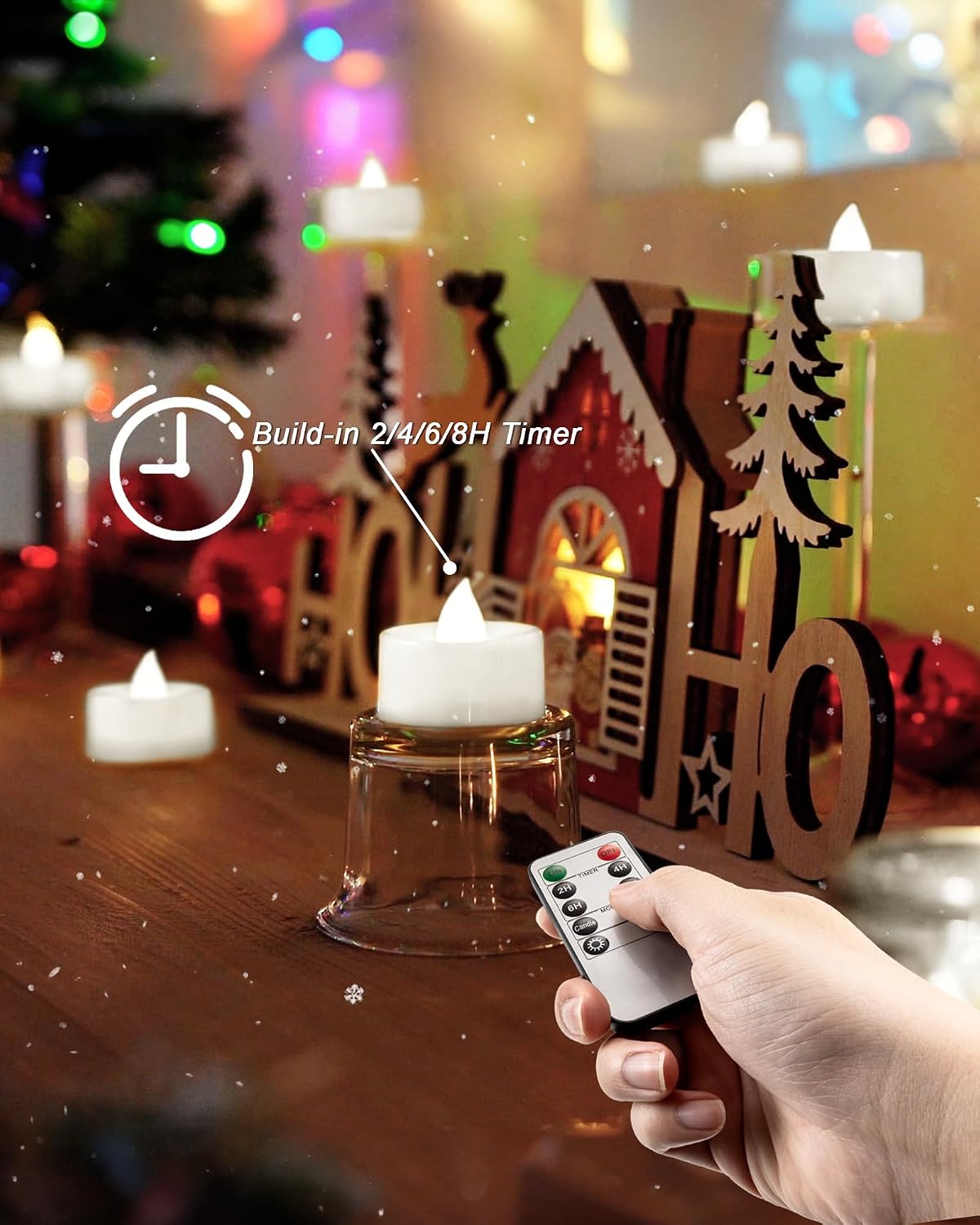 BEICHI 24Pcs Flameless LED Tea Lights with Remote & Timer,White Base,400Hrs | Flickering TeaLights Candles Battery