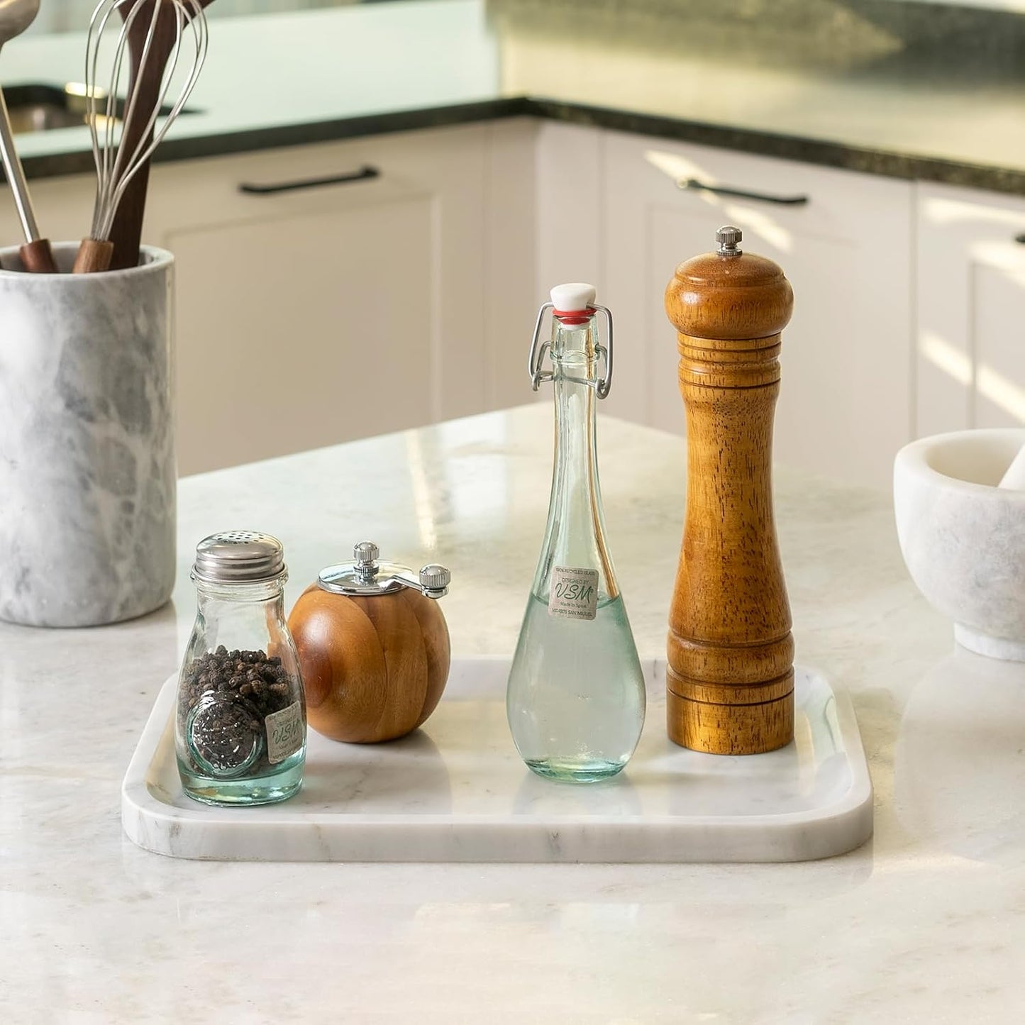 Marble Tray / Marble Vanity Tray for Countertop Bathroom Kitchen Dresser / Bianco Carrara / 12 x 8