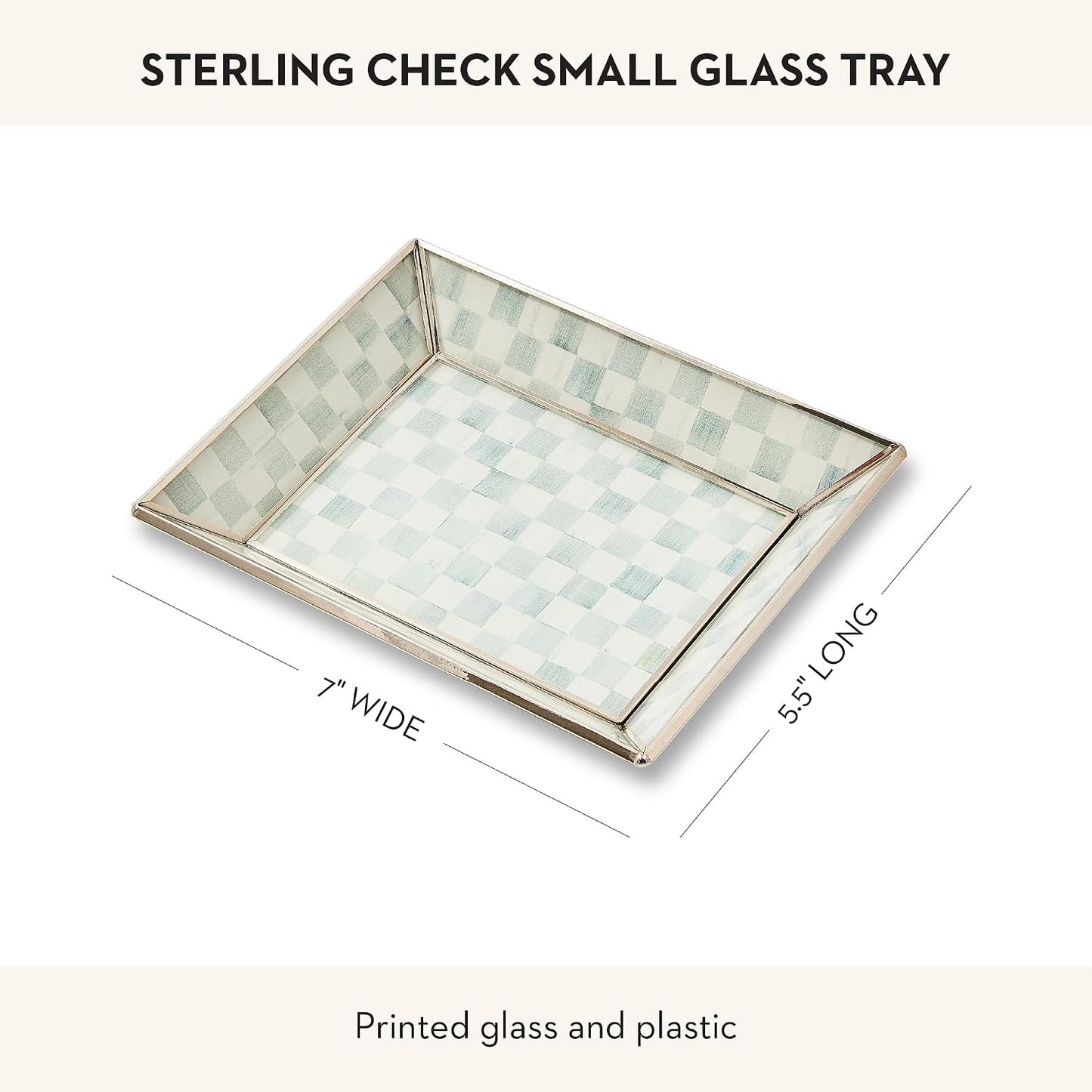 Small Glass Tray / Sterling Check / Gray