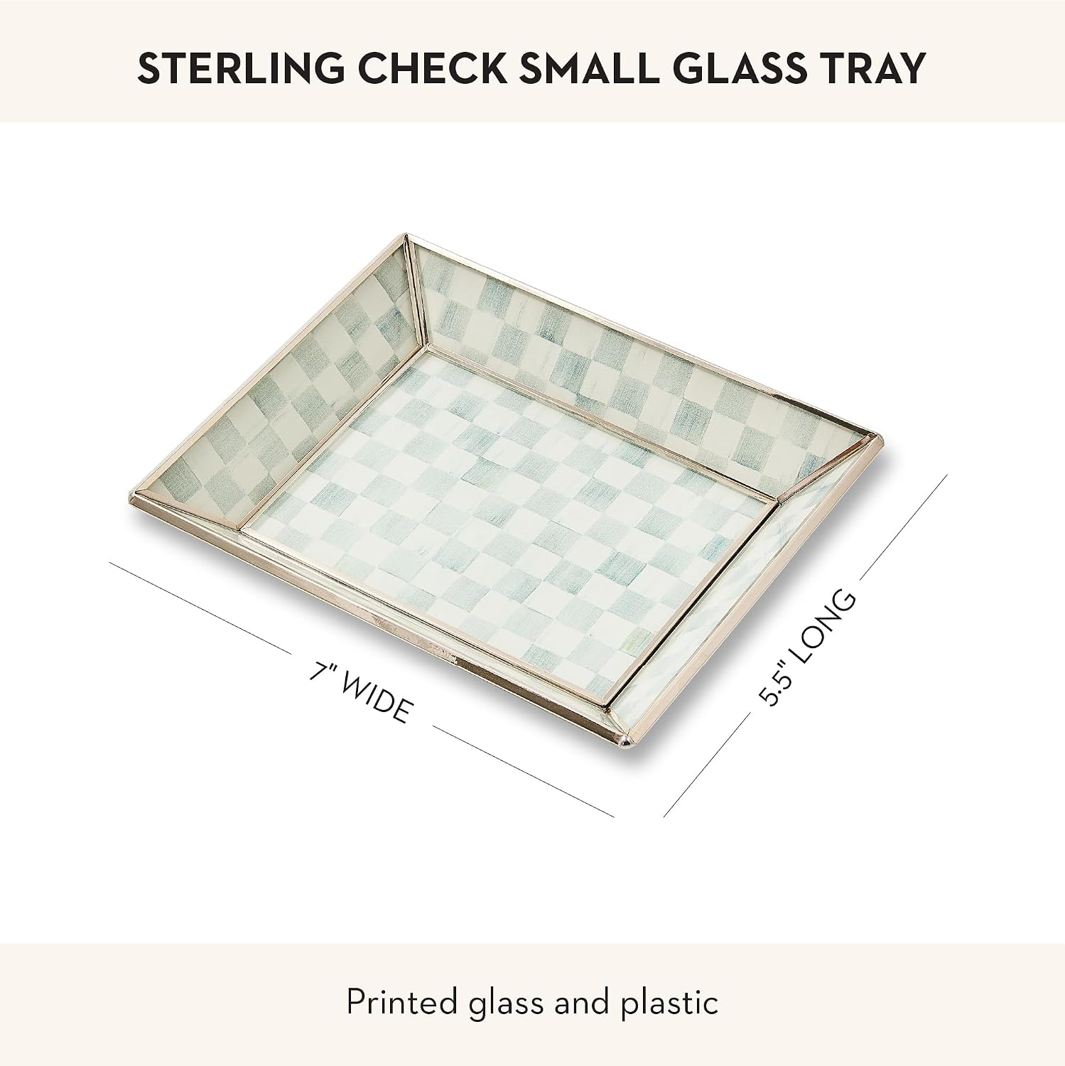 Small Glass Tray / Sterling Check / Gray