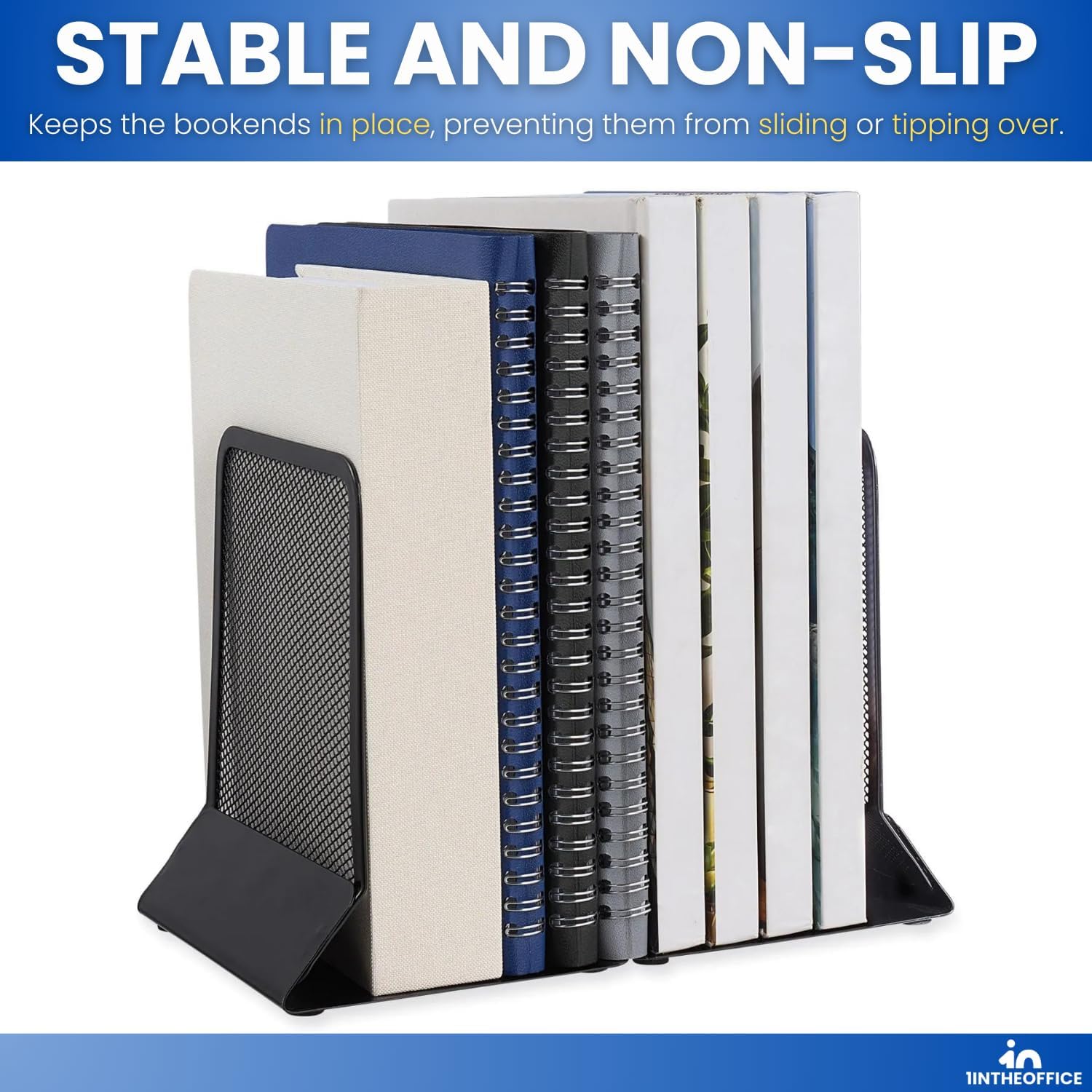 Metal Mesh Bookends Heavy Duty / Matte Black