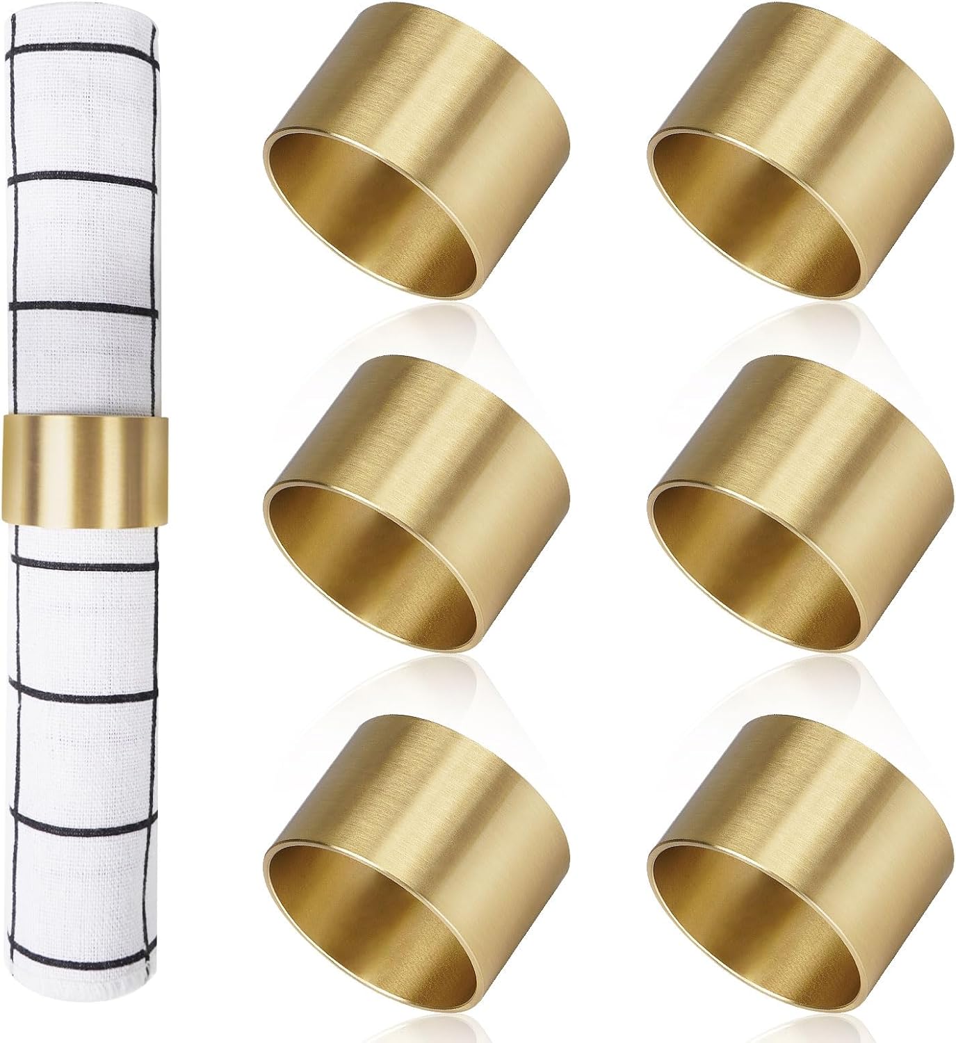 Solid Brass Napkin Rings Set of 6 Natural Brass Color Ring Retro Style Dining Table Decor Centerpiece Serviette Rings