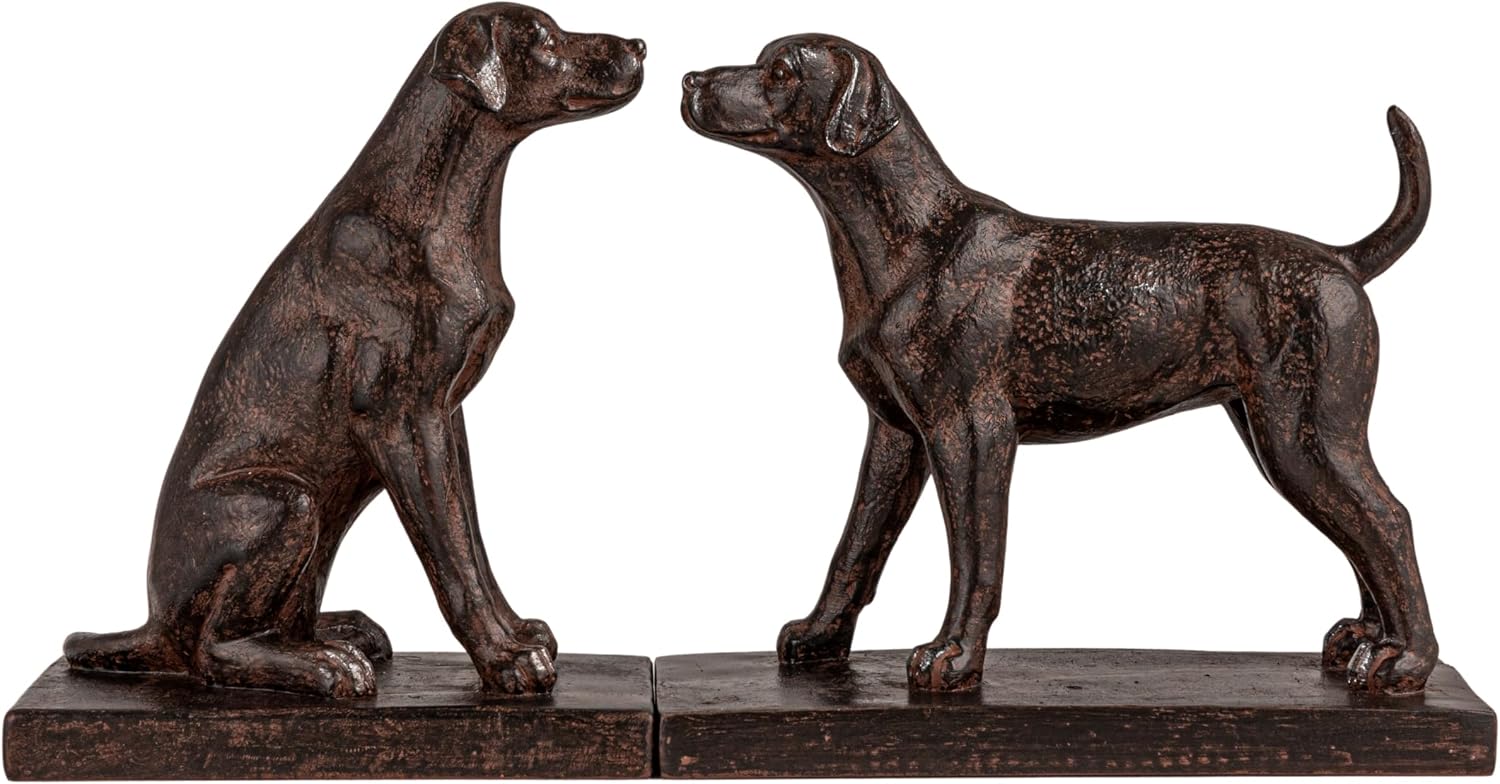 2-Piece Resin Dog Bookends / Black
