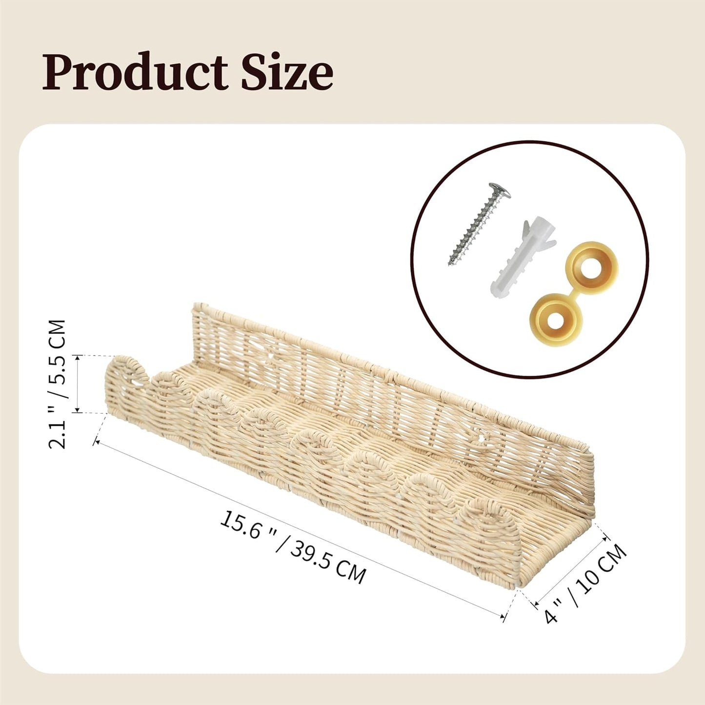 Rattan Scalloped Floating Shelves / Natural