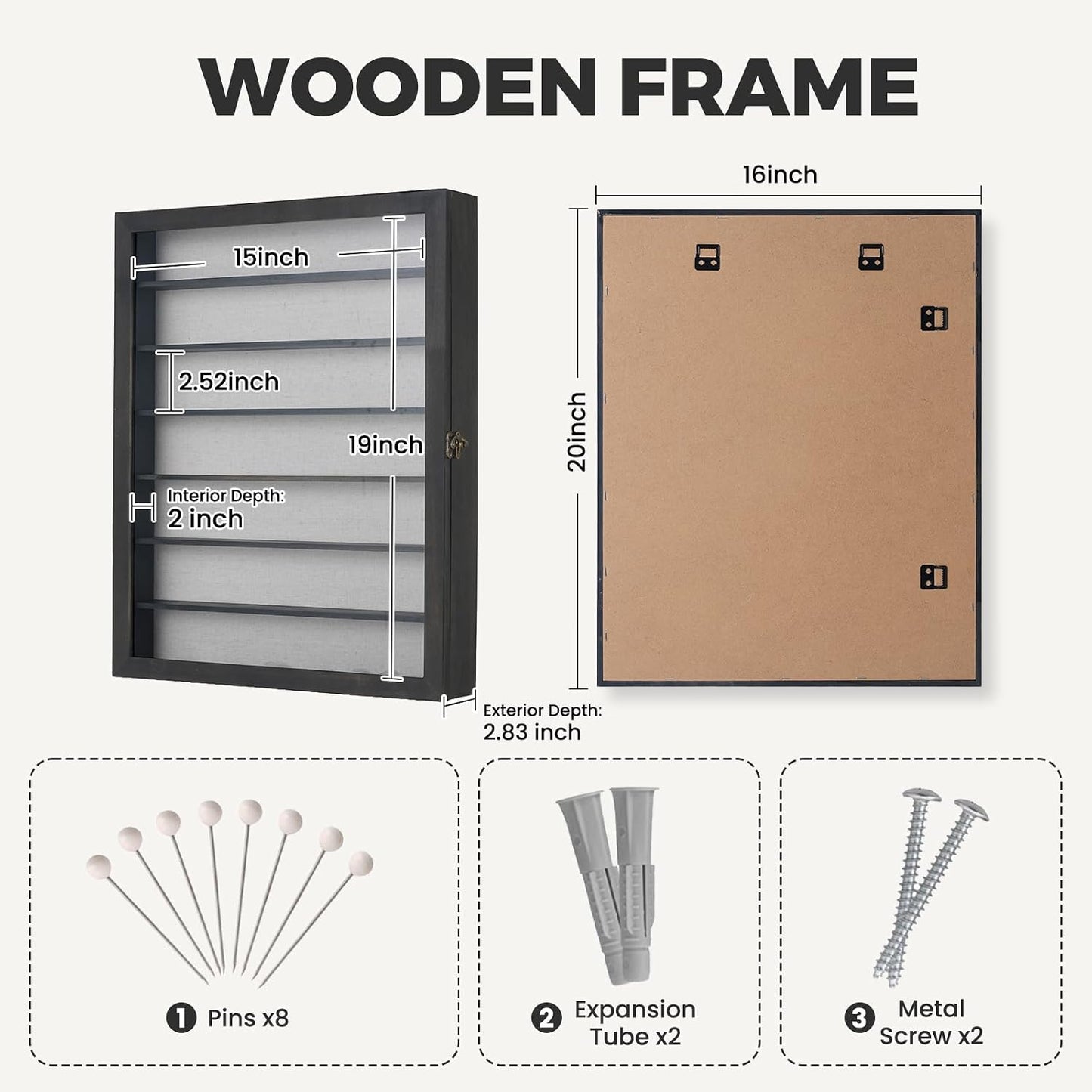 Muzilife 16x20 Shadow Box Wood Picture Frame with Shelves, 2.83 Deep, Black | FSC-Certified Solid Pine | Removable