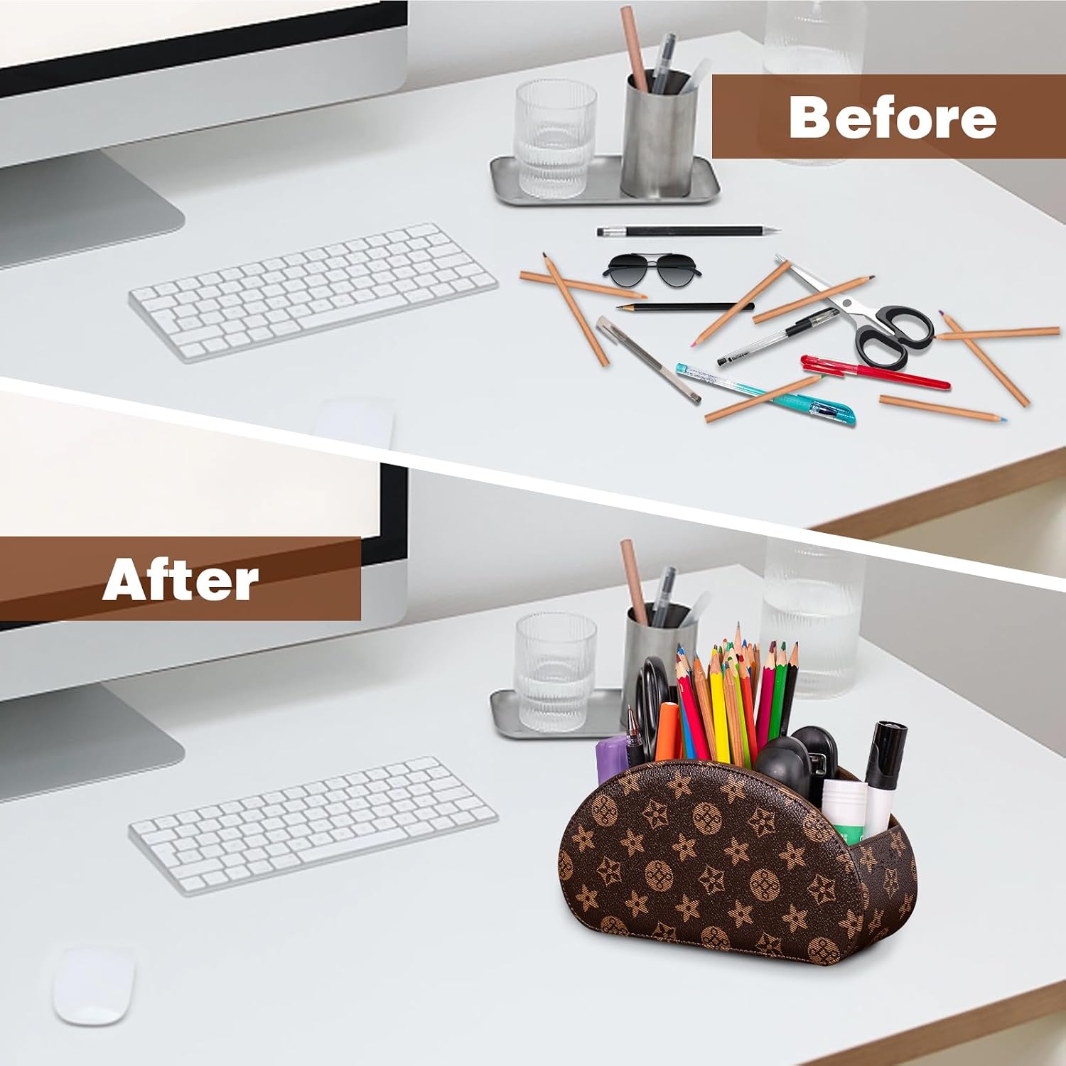 Remote Control Holders Organizer Box / Brown+khakif / S