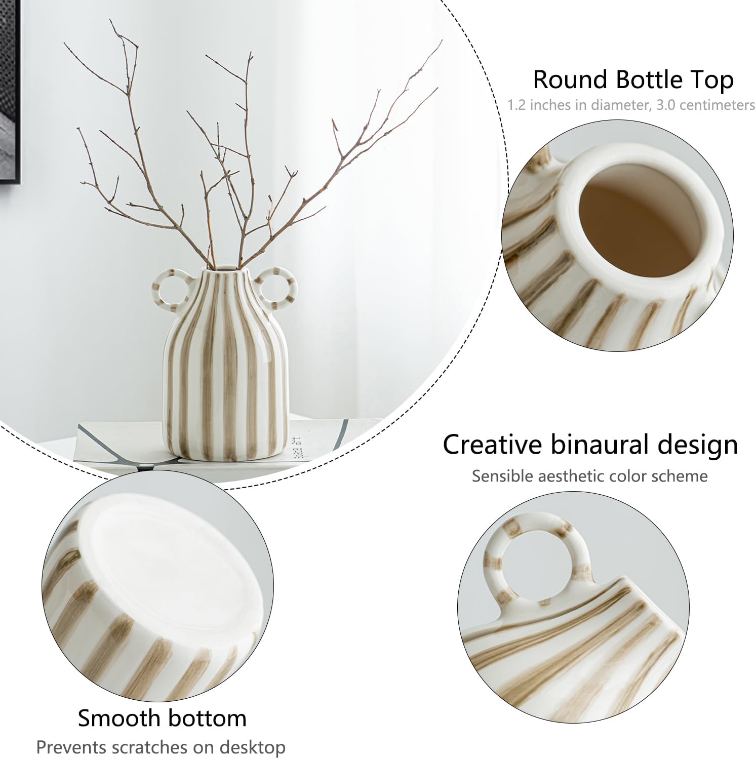 Ceramic Vase / White and Brown
