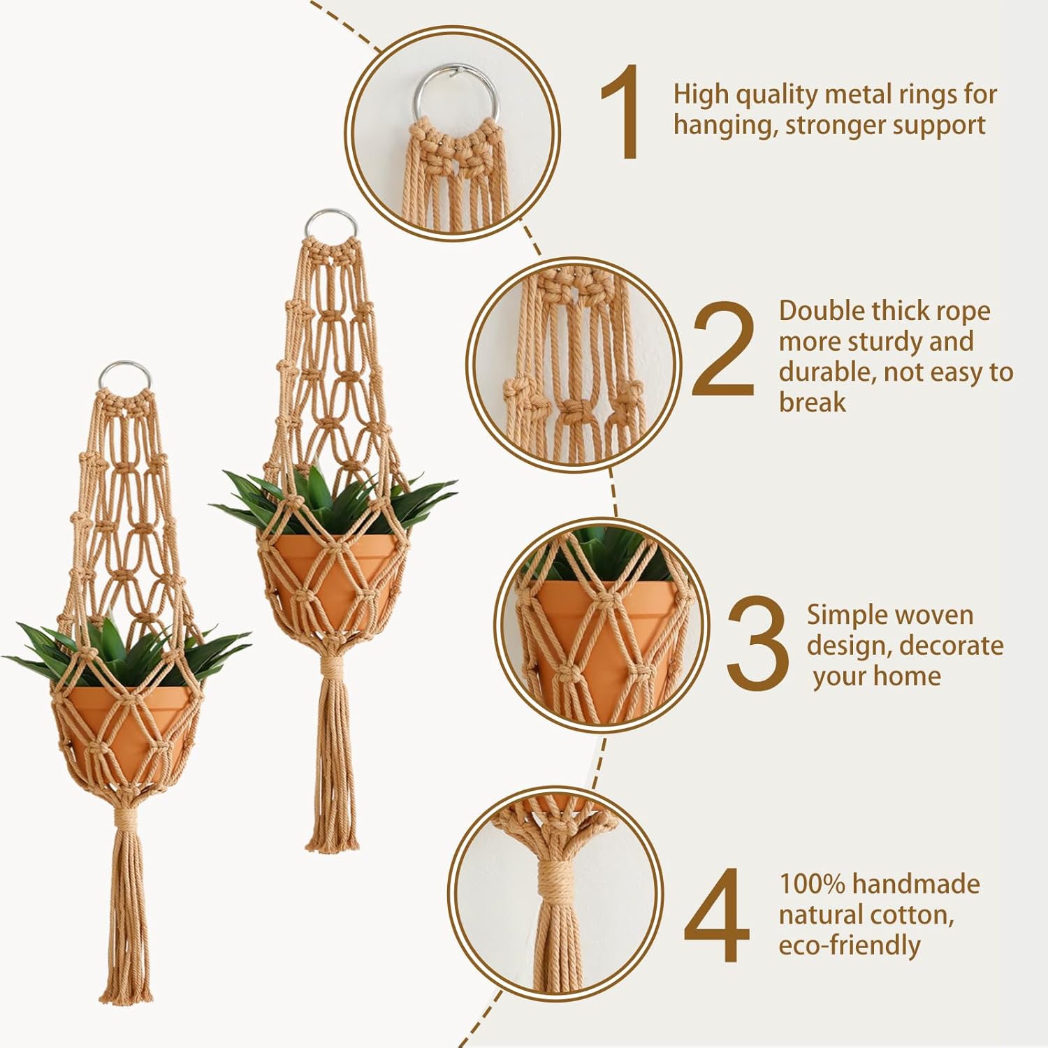 Hanging Planter / Brown Plant Hanger / Set of 2
