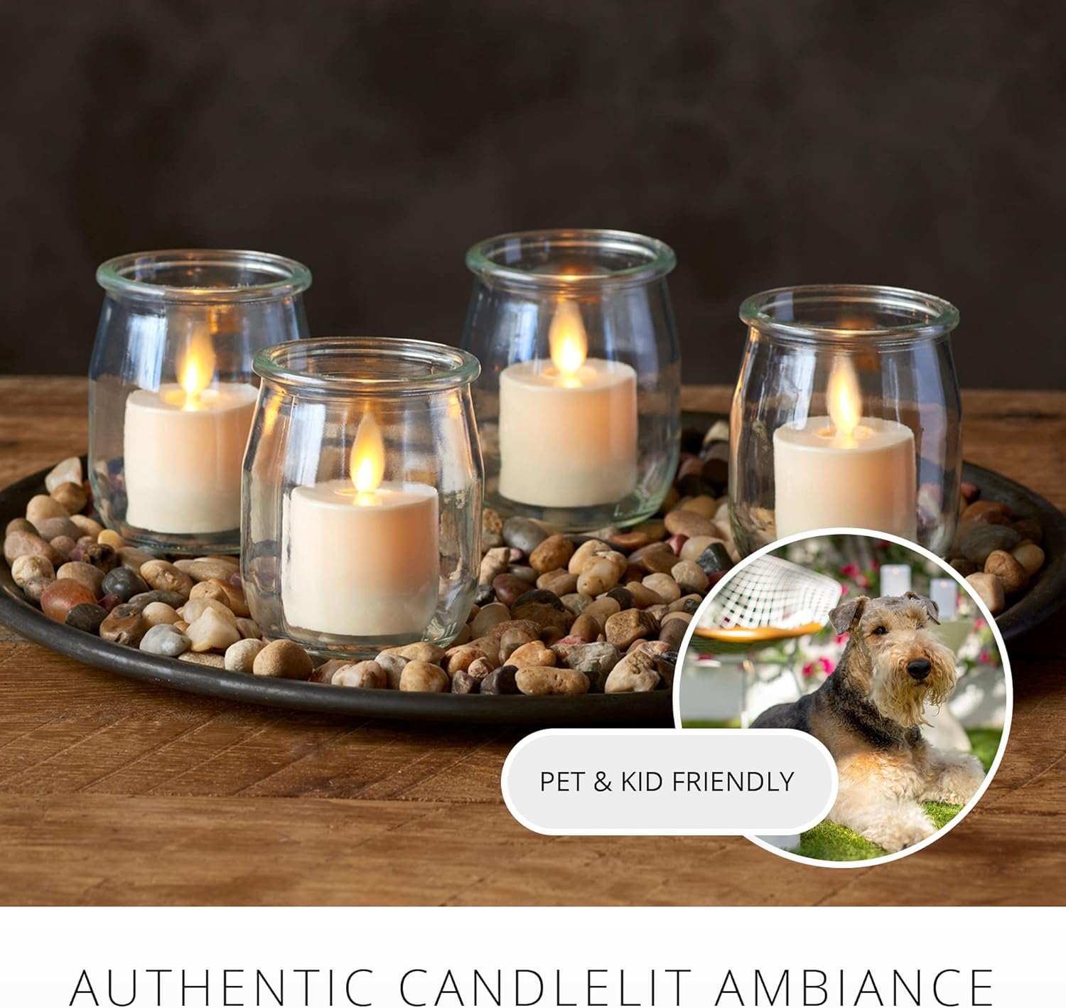 Luminara Flickering Flameless Pearl Ivory Tealights - Warm LED Light Flame Votives - Battery Operated Decor for Dining