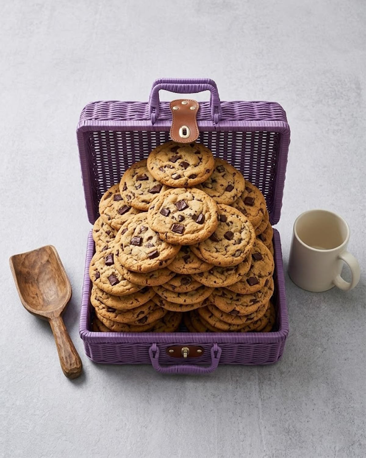 Imitation Wicker Picnic Basket / Purple