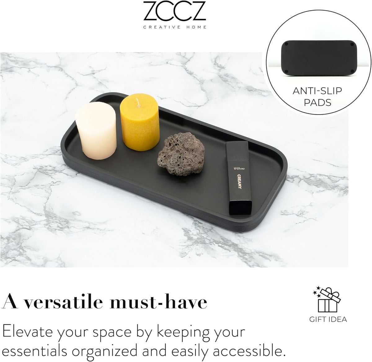 Black Matte Bathroom Accessories Set 6 Pieces - Toothbrush Holder, Lotion Dispenser, Qtip Container, Vanity Tray