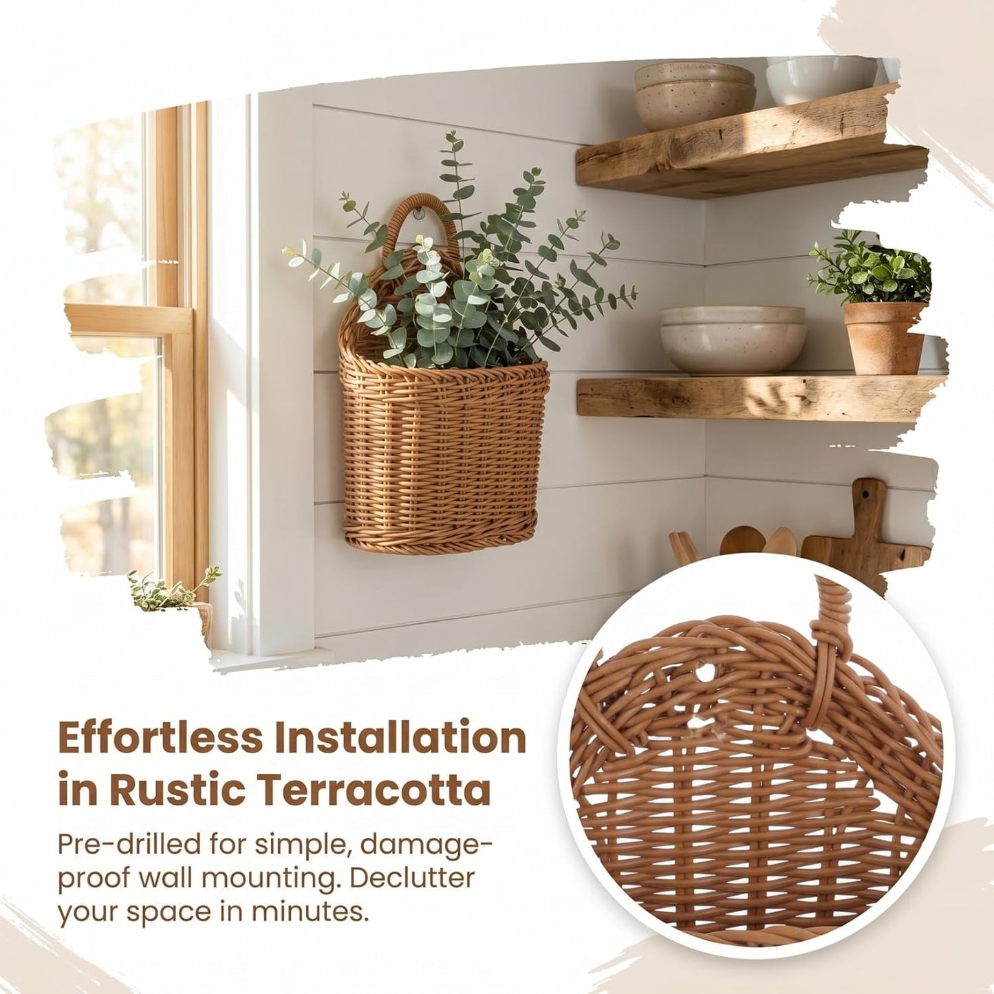 Woven Hanging Storage Basket In Small Wall Basket / 9.64 x 7.48 x 3.93
