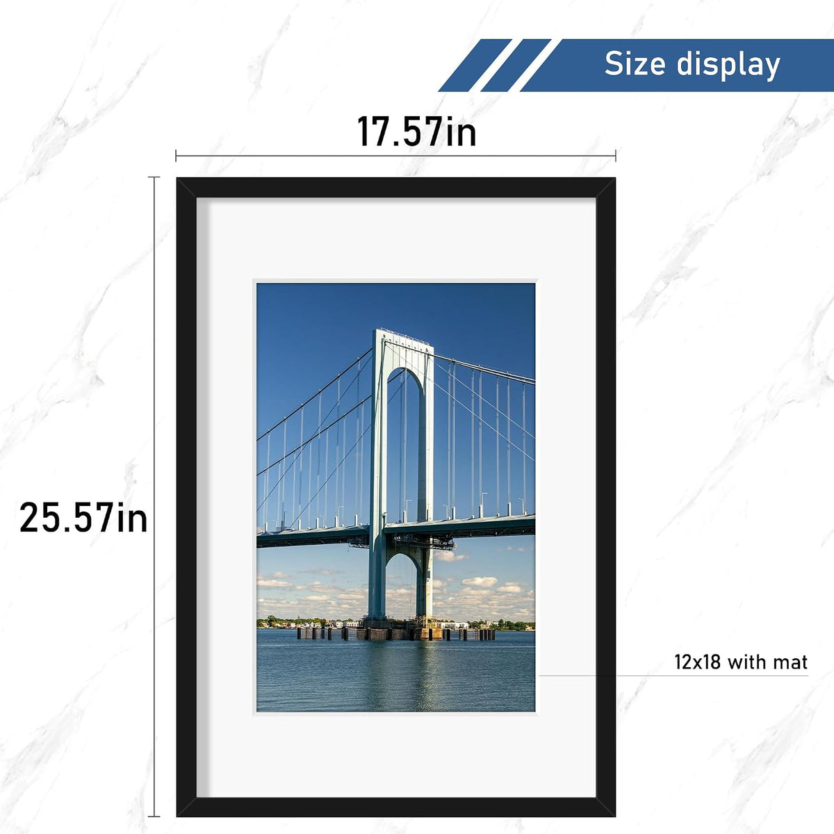 Wiscet 16x24 Picture Frame Set of 4, for Wall Mounting, Black | Display Picture 12x18 with Mat or 16x24 Poster Frame