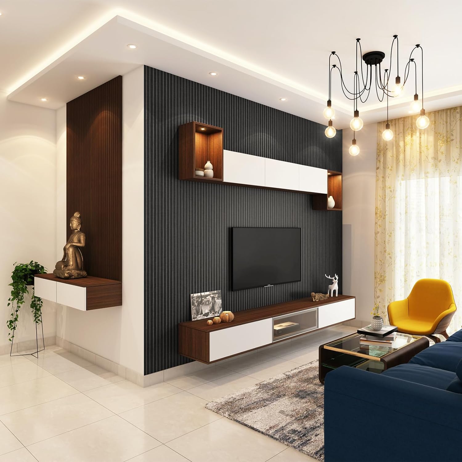 in. WPC Acoustic Slat Wall Panel for Modern Interior Decor / 96*6 / Matte Black / 96 x 6 / Set of 8