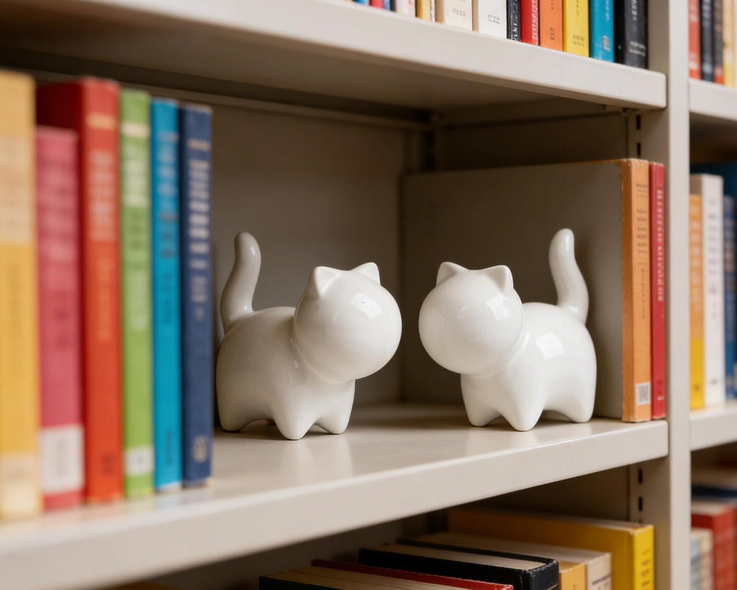 Ceramic Cat Figurines / White / 3 Inch / Set of 2