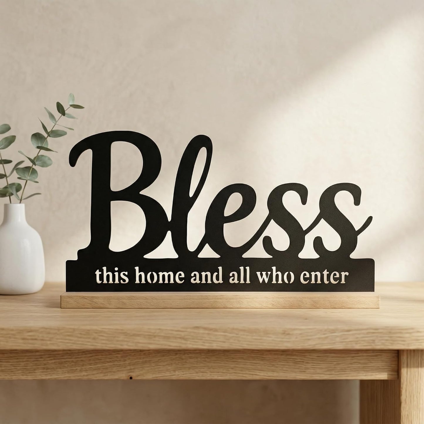 Metal Bless This Home Sign for Tabletop Decor / Black-bless / 11.6 Inch