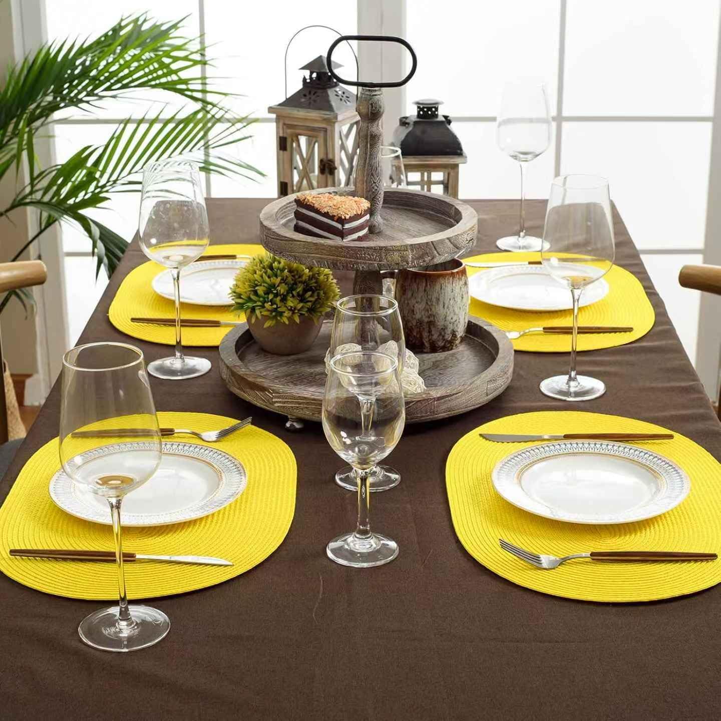 FunWheat Oval Braided Placemats Set of 8 Table Mats for Dining Tables Washable Heat Resistant Place Mats for Indoor