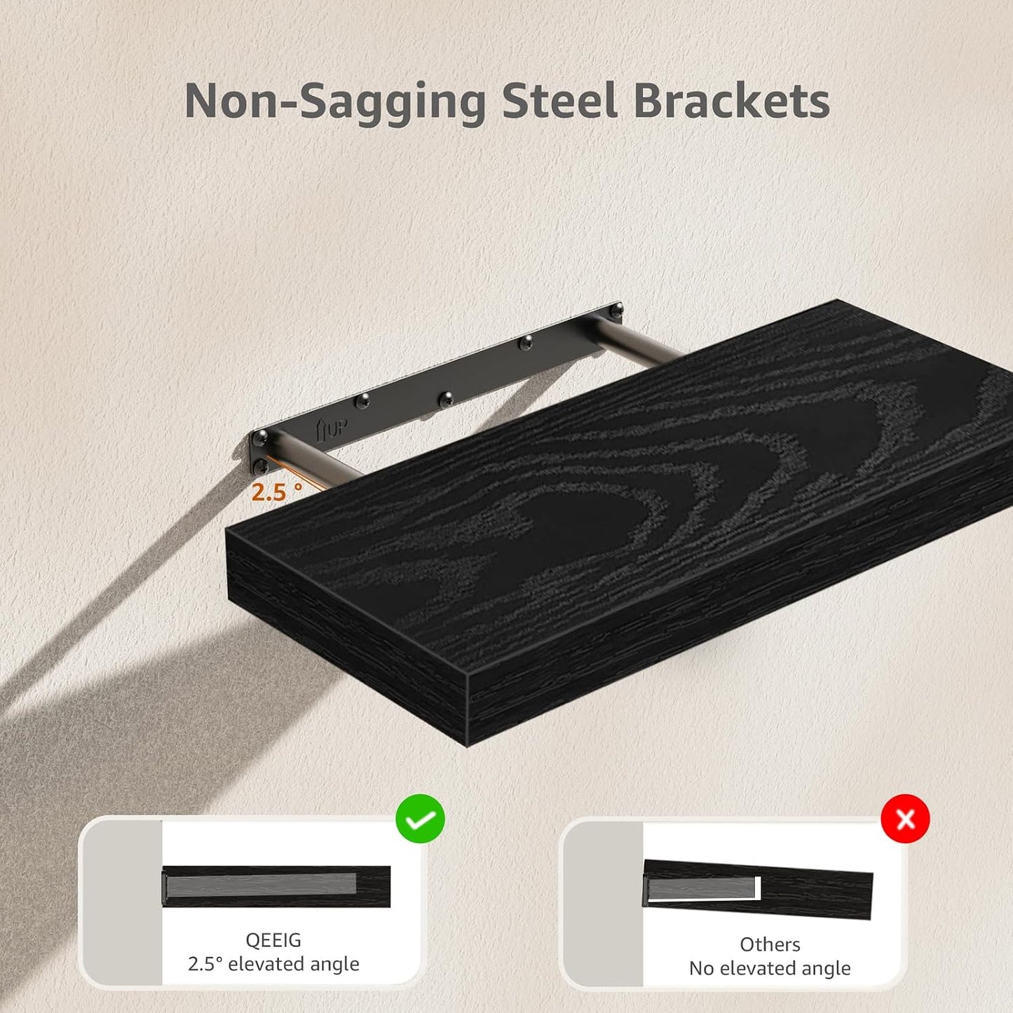 QEEIG Bathroom Shelves Over Toilet - Wall Mounted Floating Shelves Toilet Paper Storage Small Farmhouse Decor Shelf 16