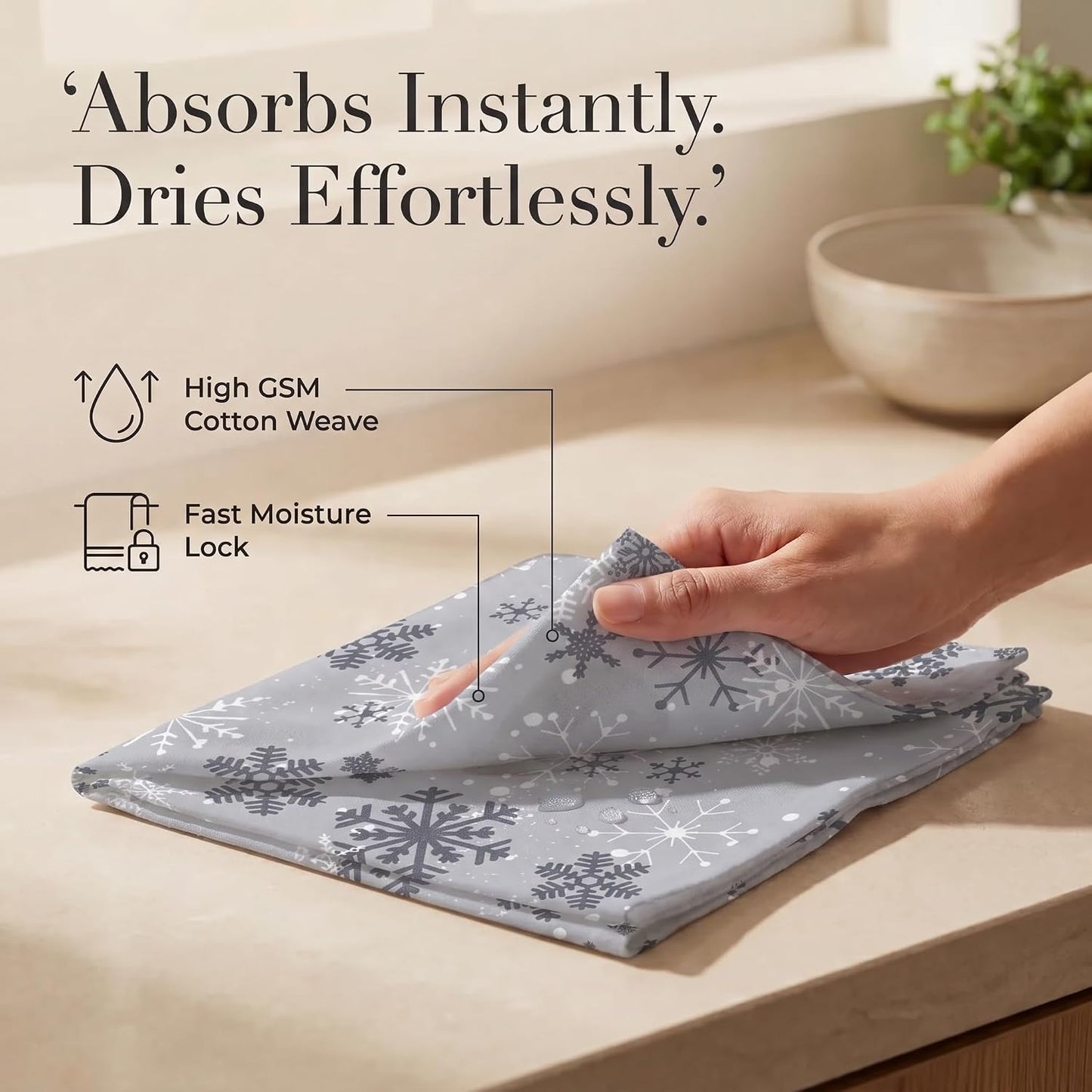 Urban Villa Cloth Napkins Cotton 20x20 (Set of 12) Grey Snow Flake