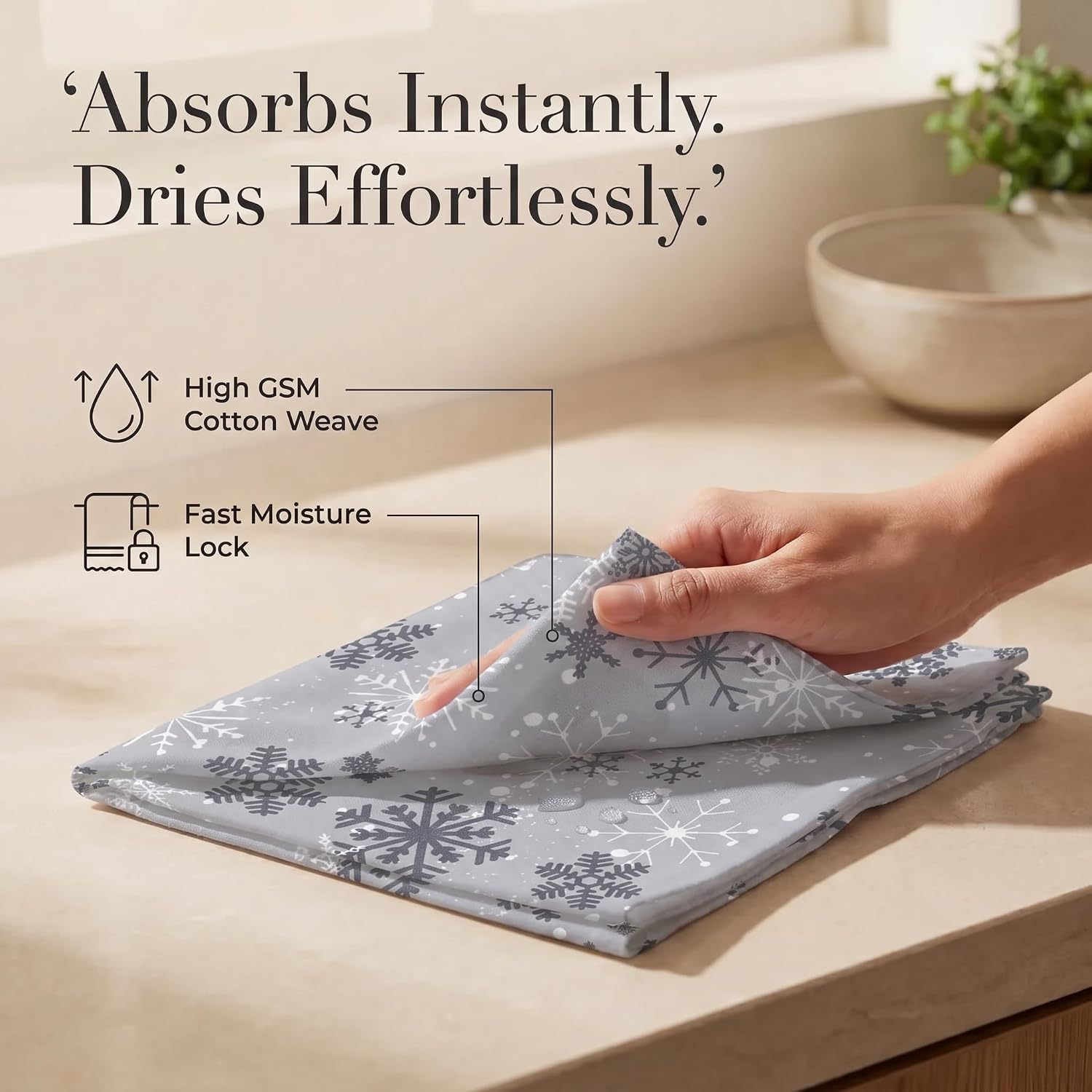 Urban Villa Cloth Napkins Cotton 20x20 (Set of 12) Grey Snow Flake