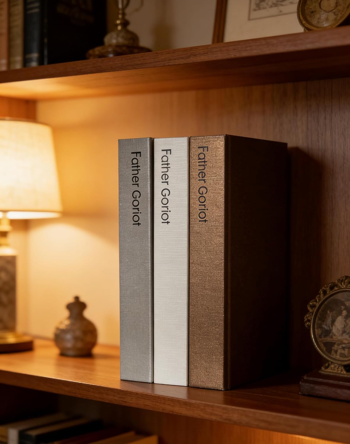 Decorative Books / Brown+grey + White / Set of 3