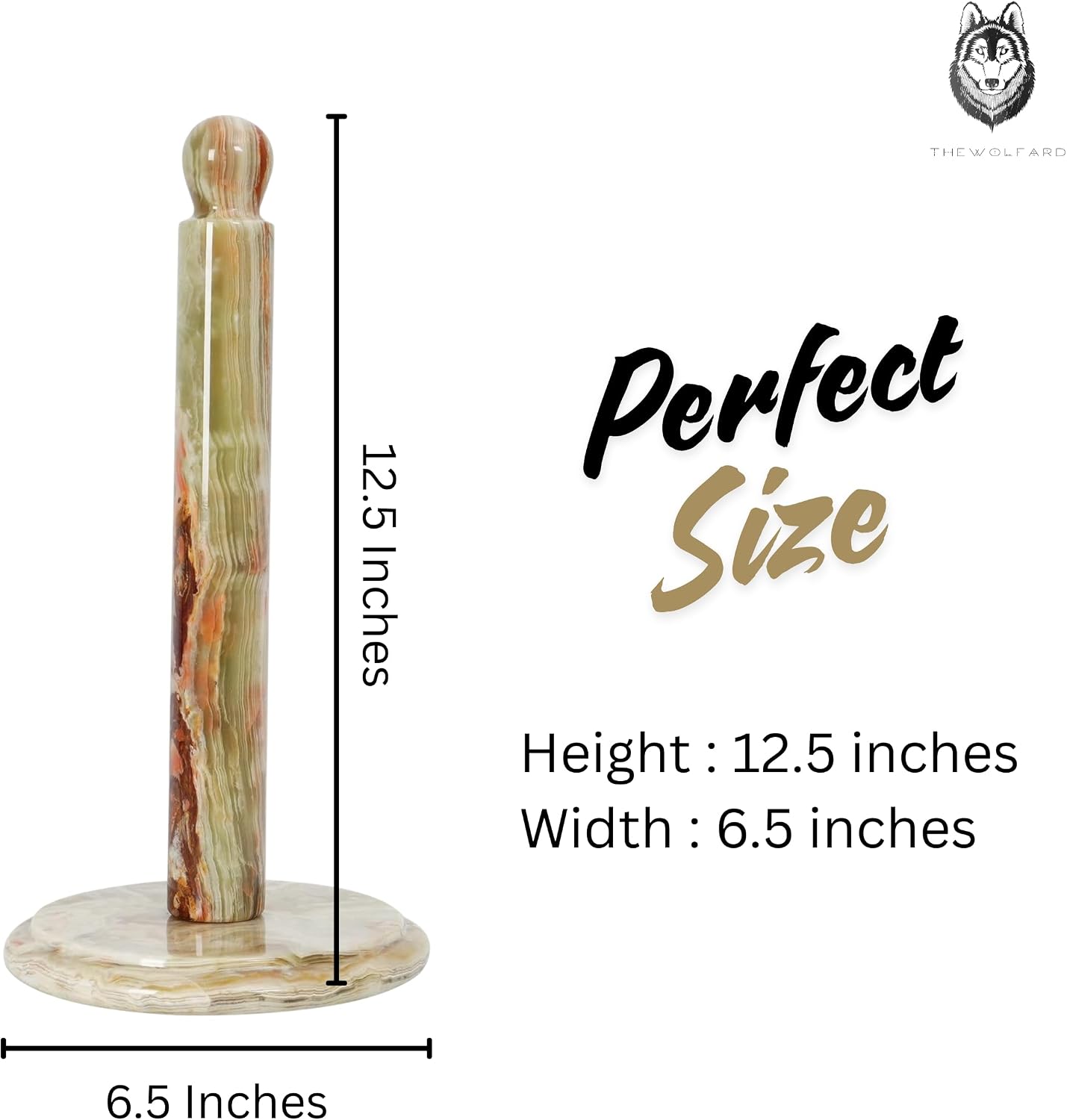 Handmade Green Onyx Paper Towel Holder – Unique Natural Stone Stand for Kitchen or Bathroom – Translucent Green Marble