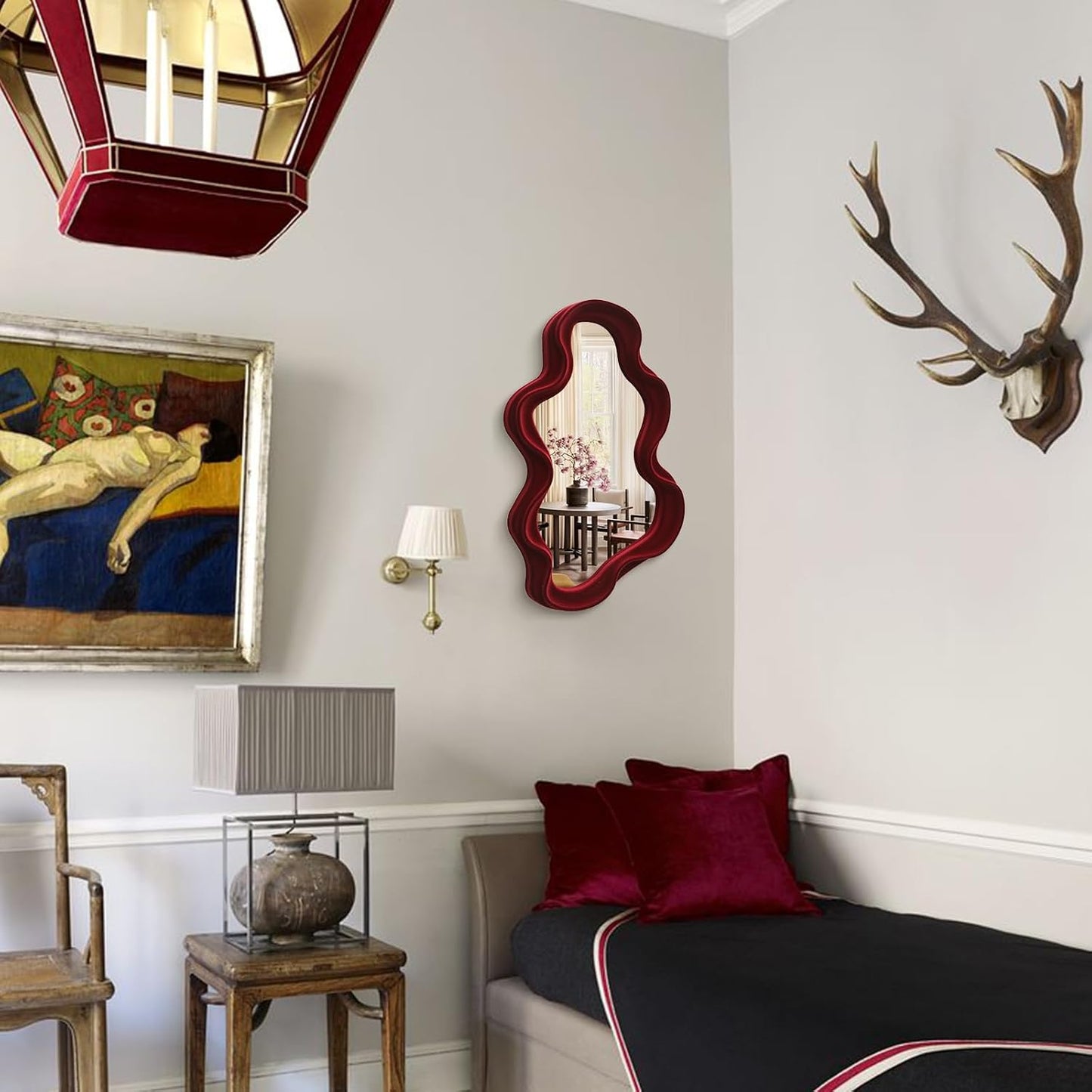 Mirror Wall Decor / Cloud-wine Red / 16 x 10