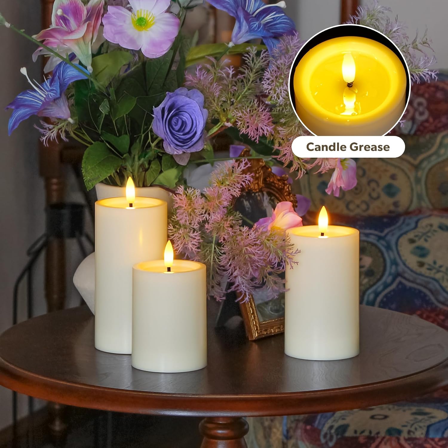 Outdoor 4pcs Flameless Waterproof Candles with Handy Remote Control, Cycle Timer Battery Operated Candle Grease Effect
