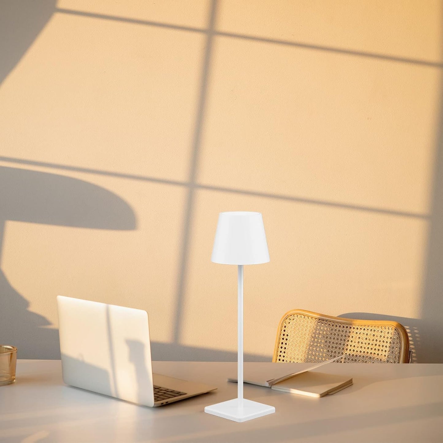 White Cordless Table Lamp, 2 Pack 5500mAh Battery Powered LED Table Light, 3 Color Temperatures Stepless Dimmable