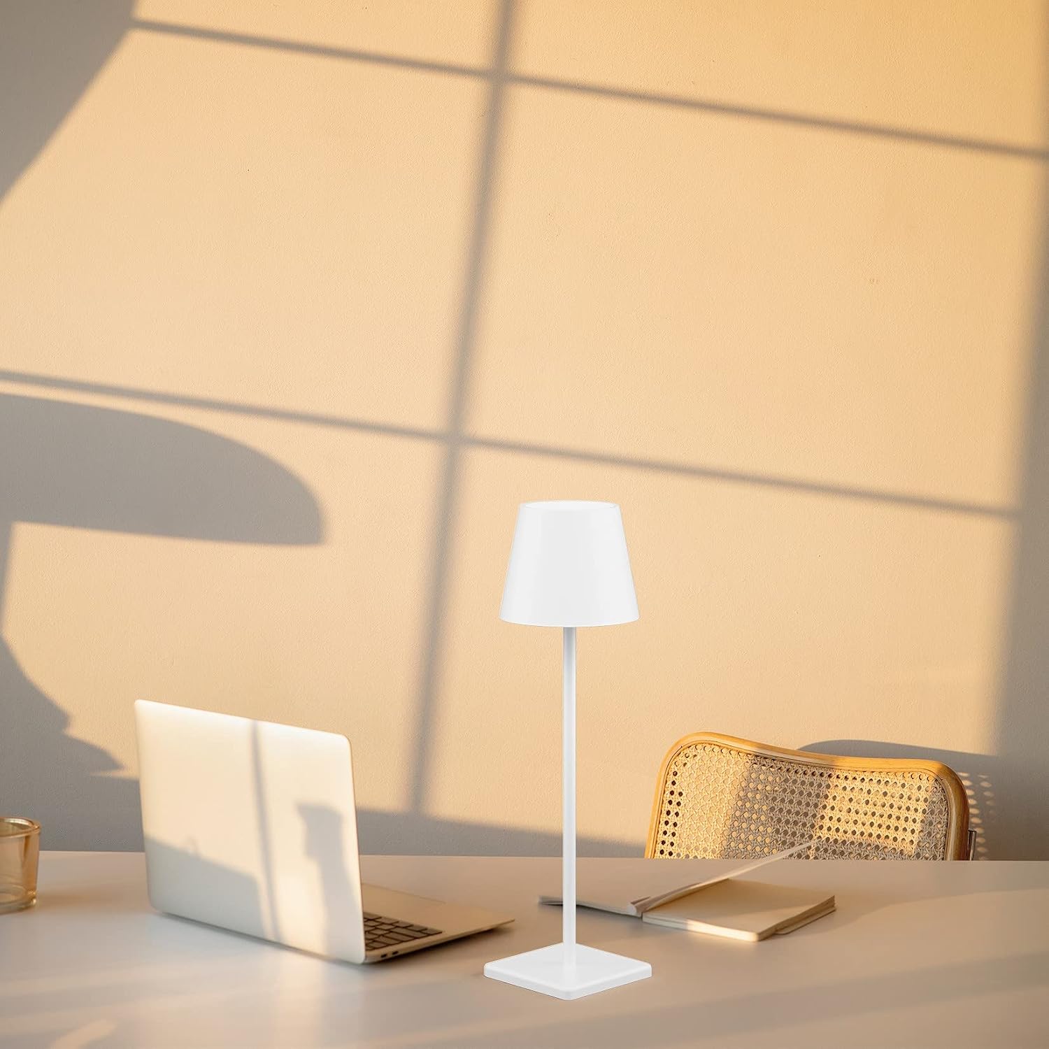 White Cordless Table Lamp, 2 Pack 5500mAh Battery Powered LED Table Light, 3 Color Temperatures Stepless Dimmable