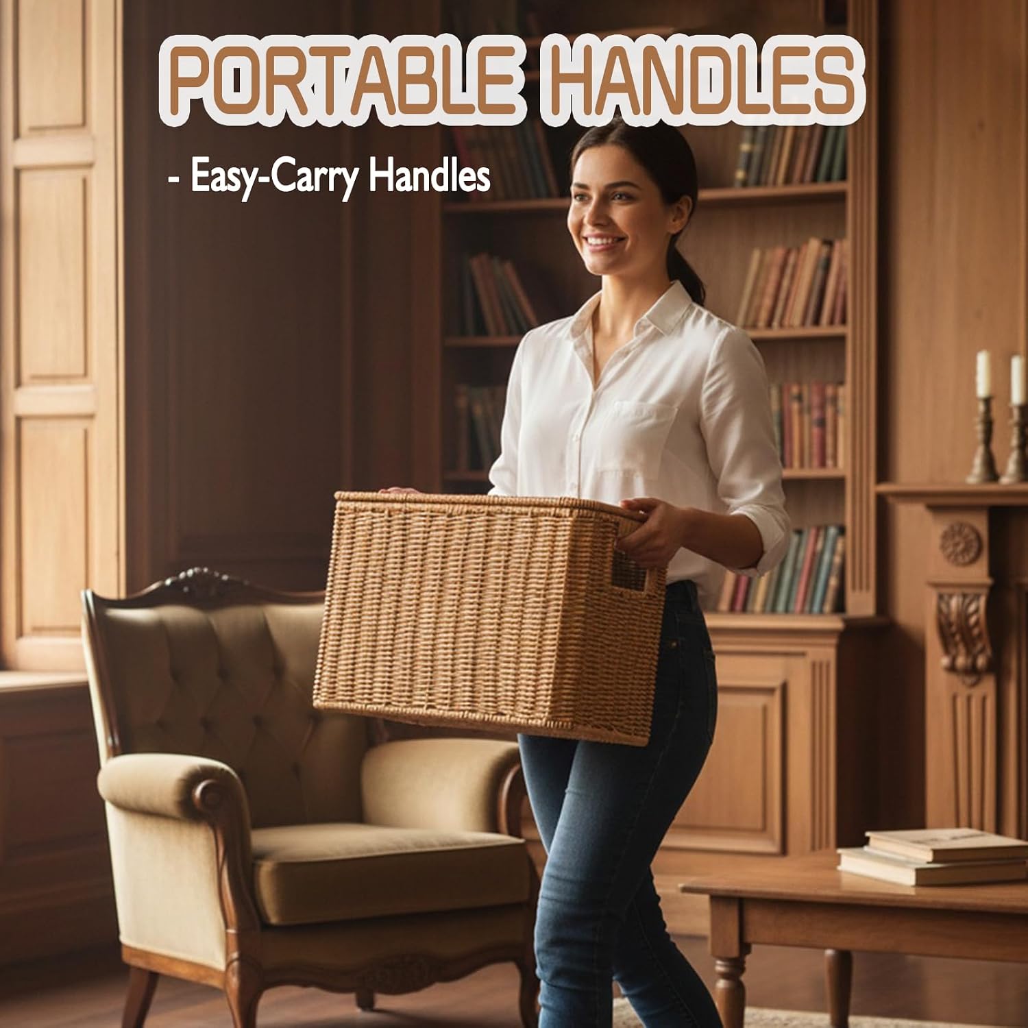 Decorative Poly Rattan Wicker Storage Bin