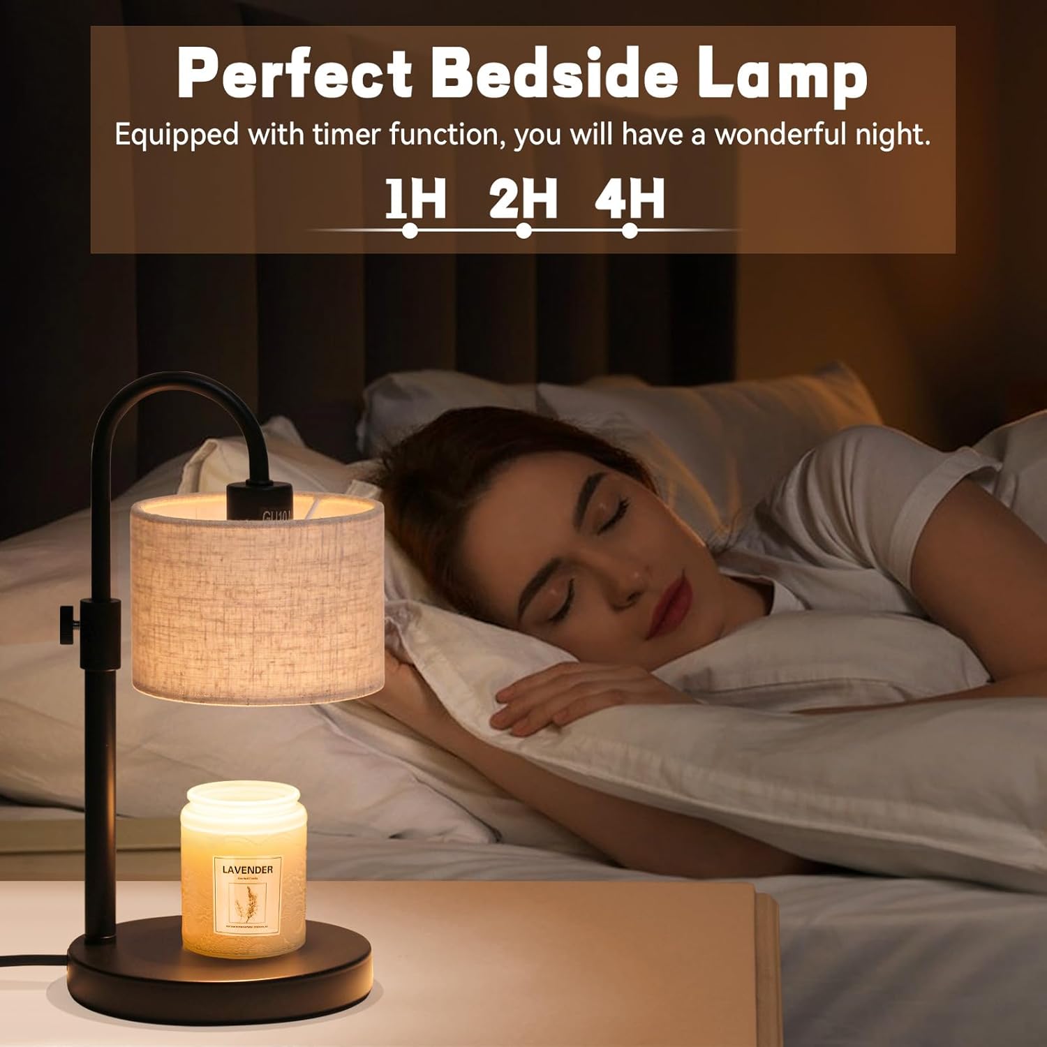 FINCMY Candle Warmer Lamp with Timer, Adjustable Height Candle Wax Warmer Candle Lamp Warmer for Jar Candles, Home