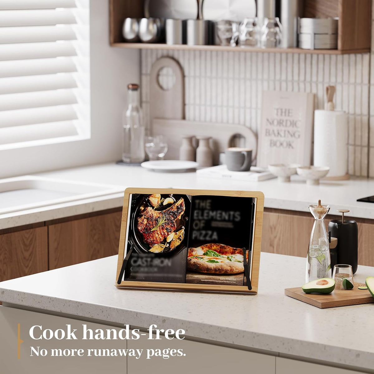 Book Stand, Large Book Holder for Reading Hands Free, Cookbook Stand | Perfect for recipe book, document, textbook