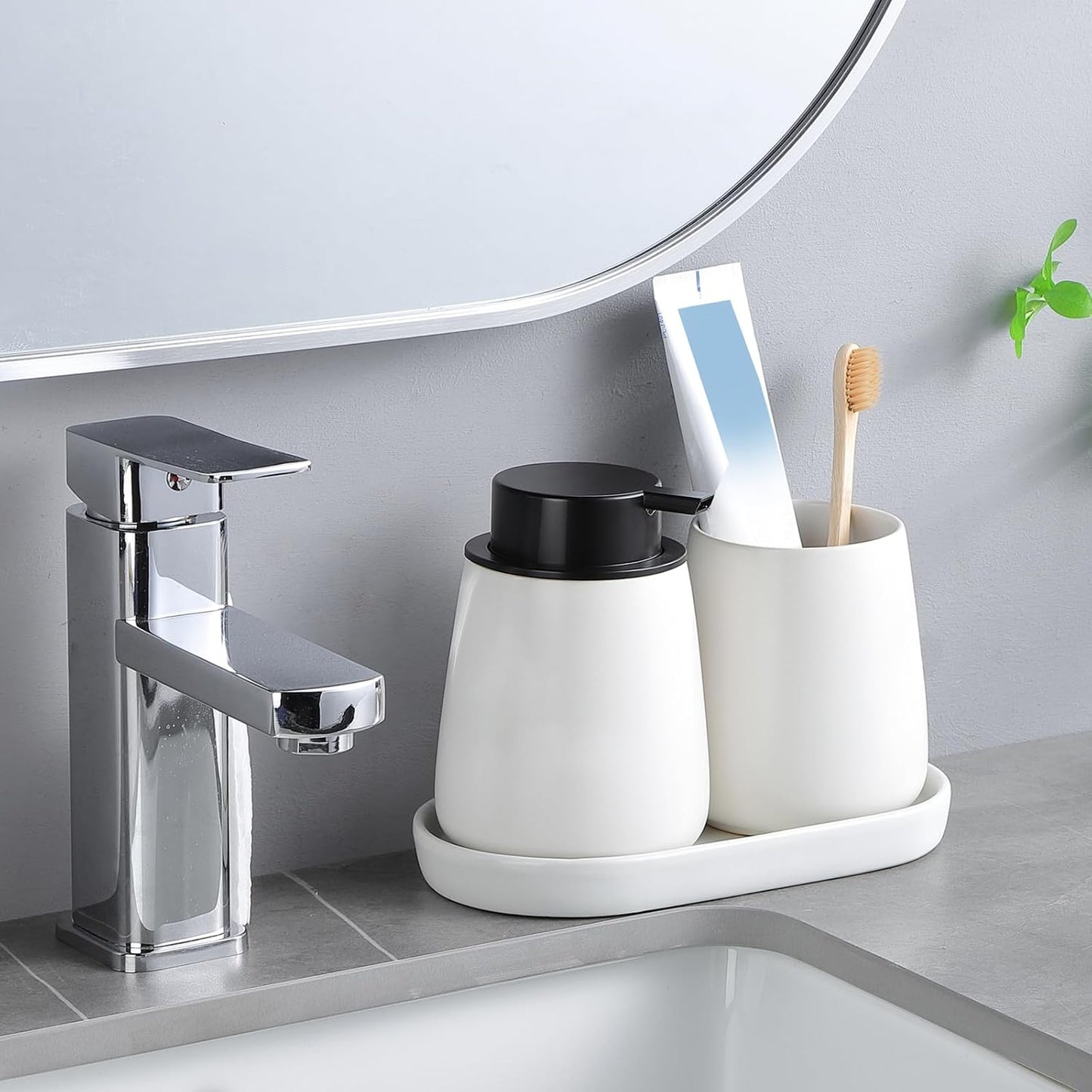 8'' Ceramic Vanity Tray / White