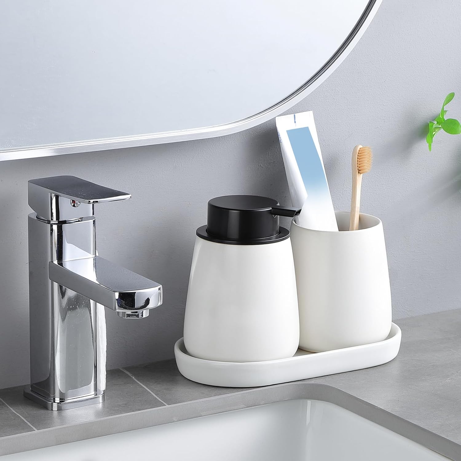 8'' Ceramic Vanity Tray / White