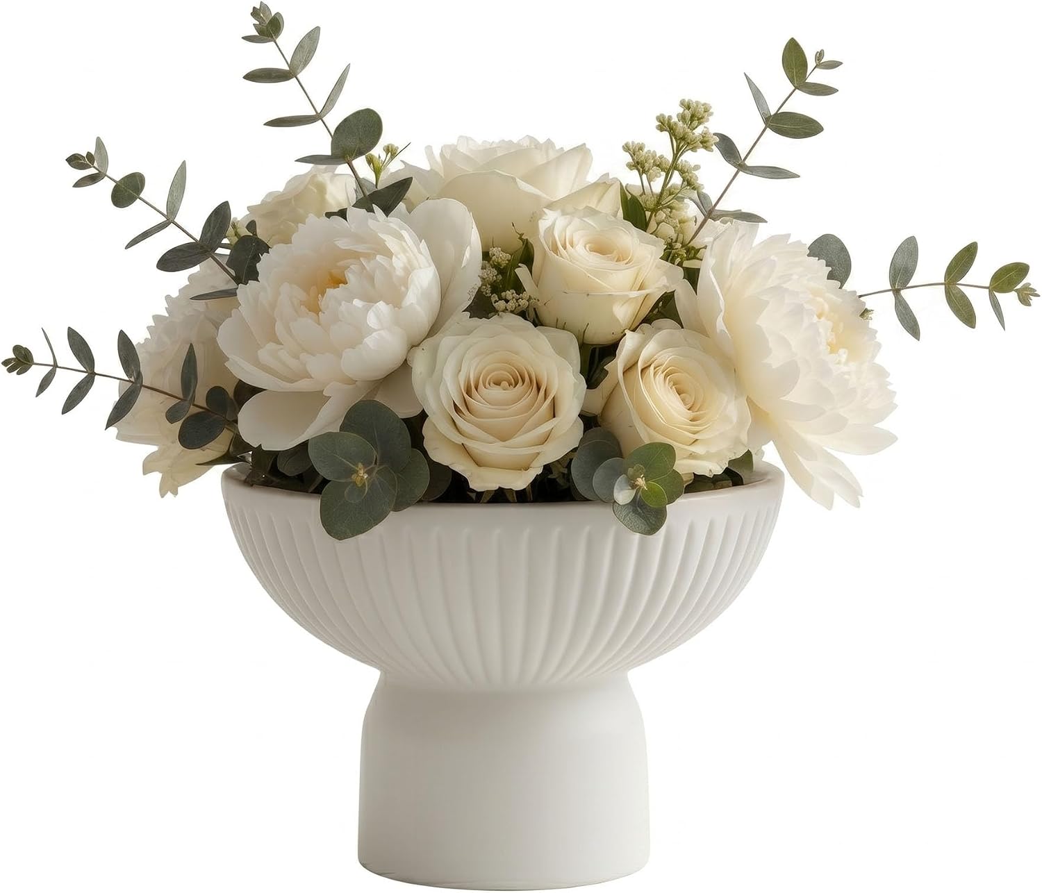 Table Art Flower Vase / White / Pedestal, 6
