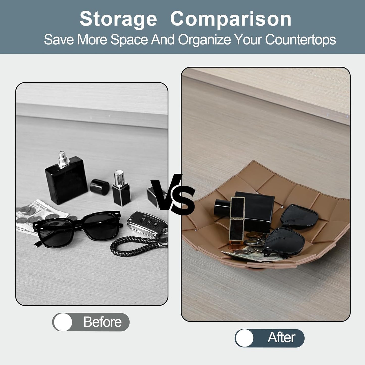 Valet Tray PU Leather Key Holder Bowl for Men and Women Entryway Table Nightstand Catchall / Coffee