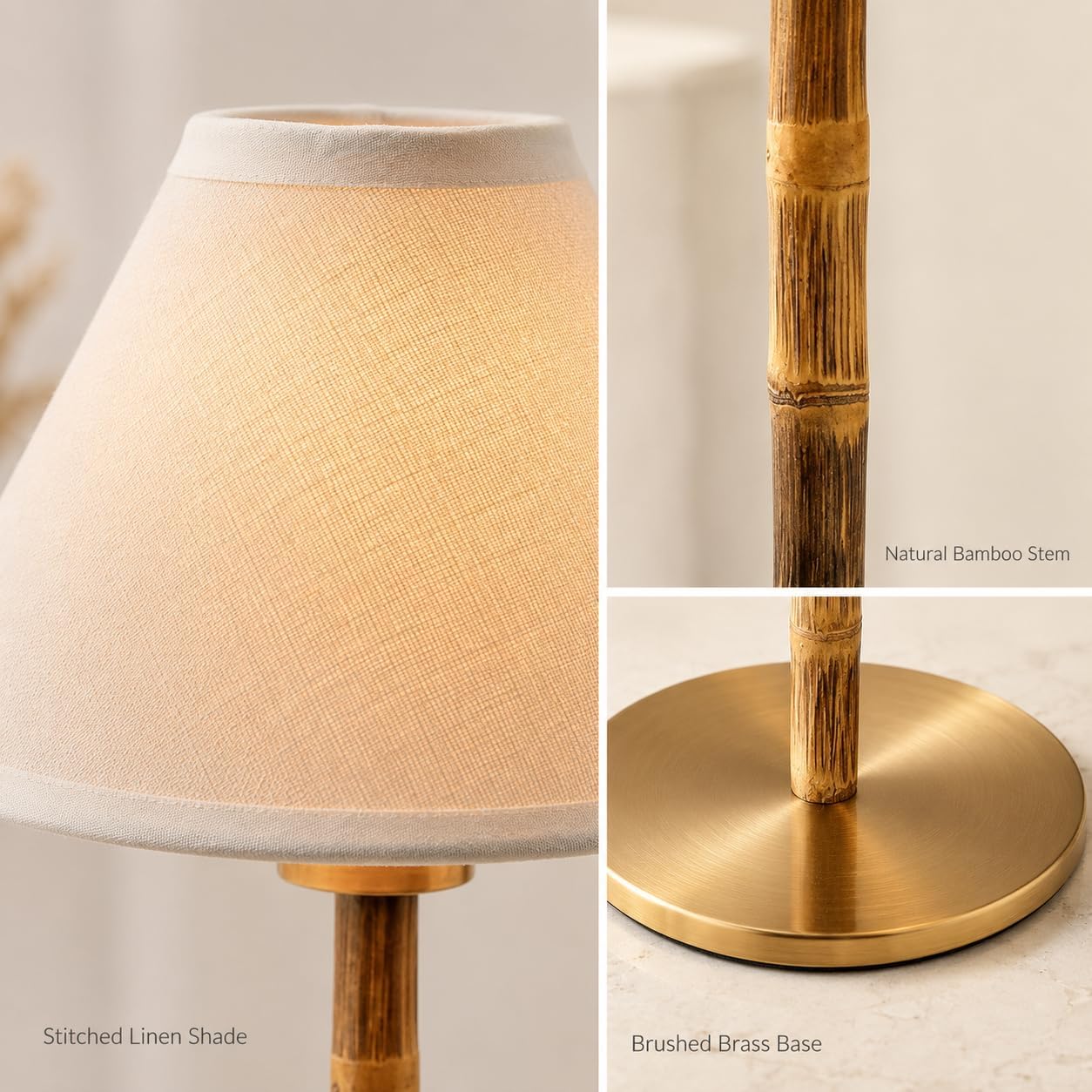 Bamboo Cordless LED Table Lamp – Rechargeable 24-Hour Battery, Dimmable Warm Light, Portable Wireless Lamp with Remote