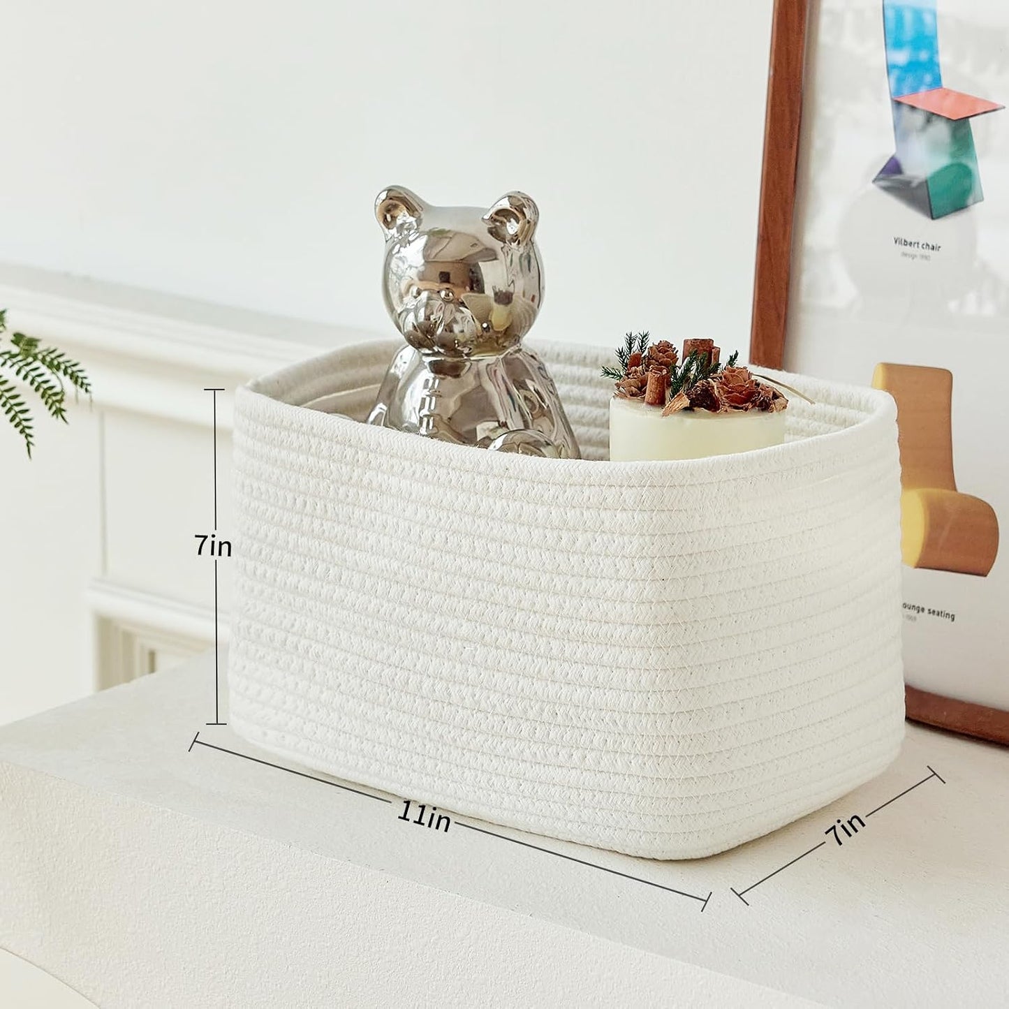 Bathroom Storage Basket / White / 10.6 x 6.7 x 6.7