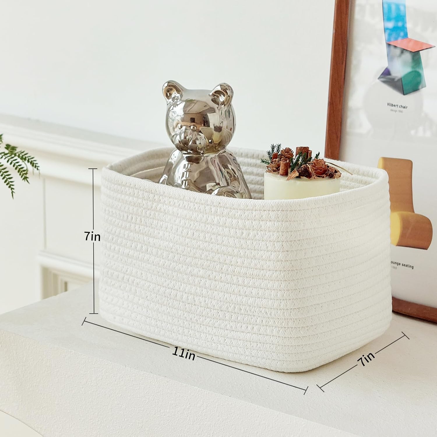 Bathroom Storage Basket / White / 10.6 x 6.7 x 6.7