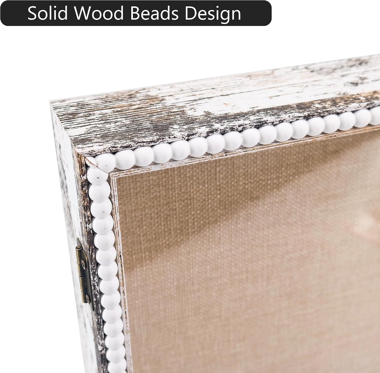 FramePro Large Shadow Box White 16x20 Front Open with Hinge Beaded Designed Graduation Display Case with Linen Back