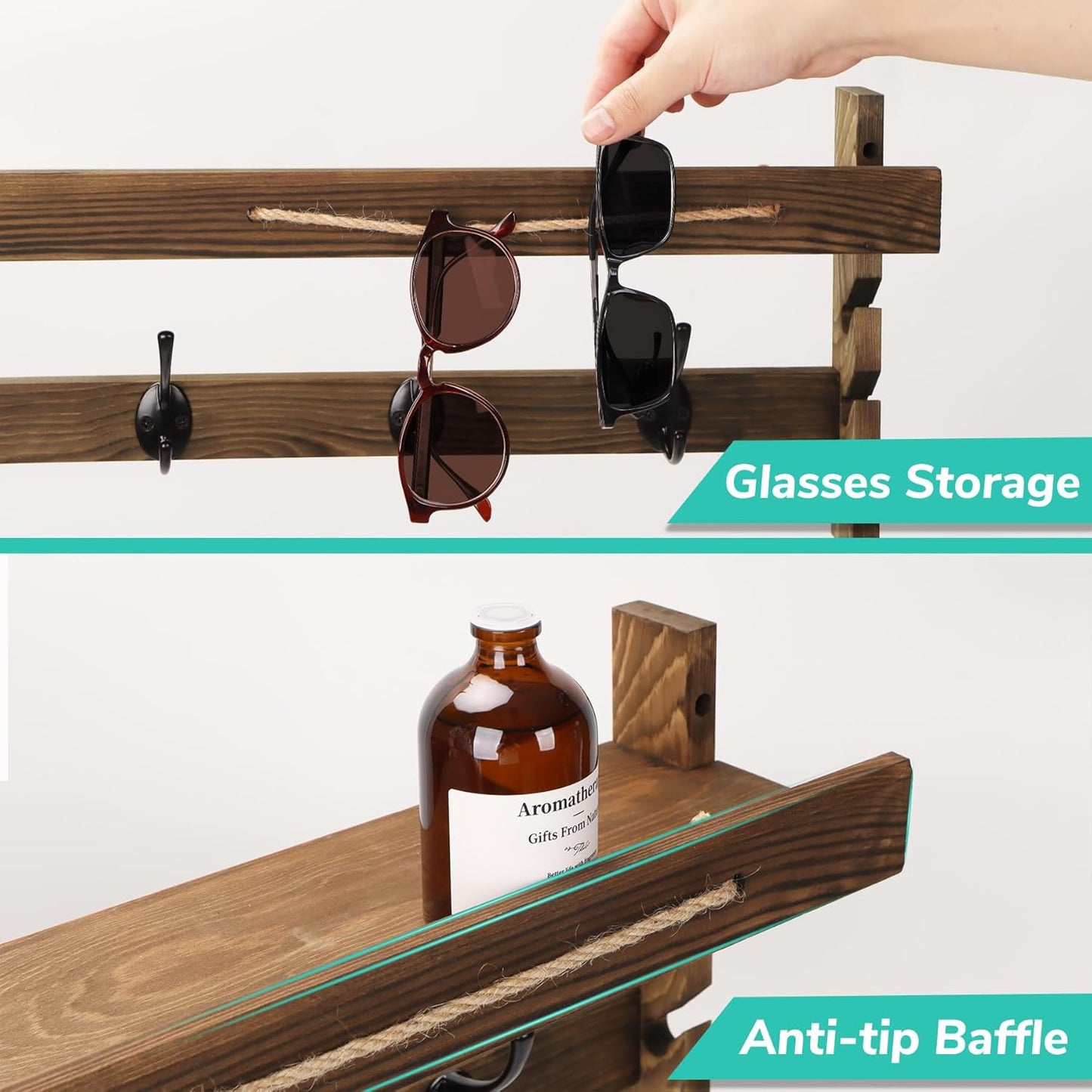 Wood Coat Hooks / 5 Hooks / 28.9 Inch