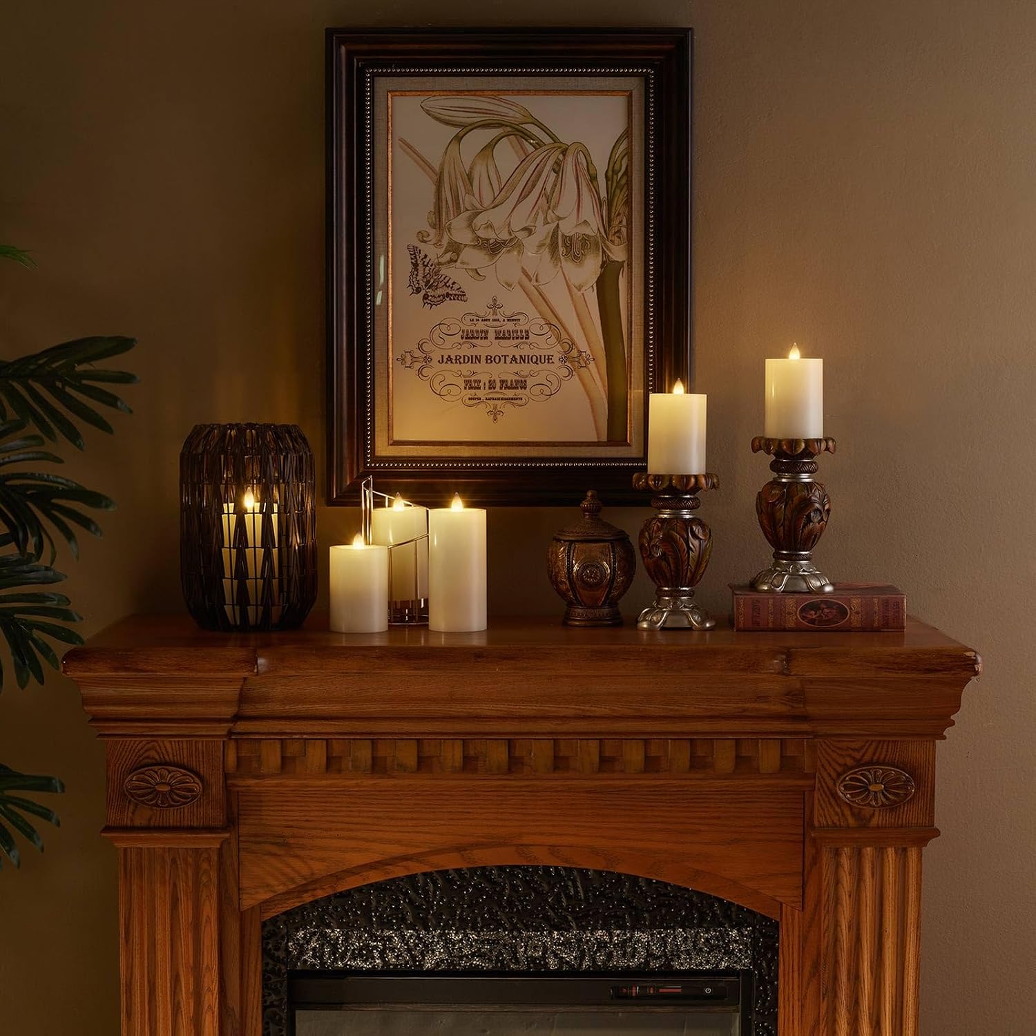 Rechargeable Flameless Pillar Candle with Remote Timer, 3D Moving Flame Real Wax Led Pillar Candles (Ivory