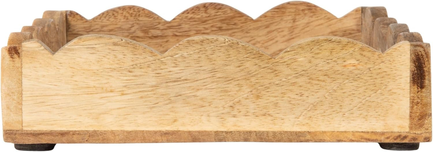 Mango Wood Scalloped Tray / Natural